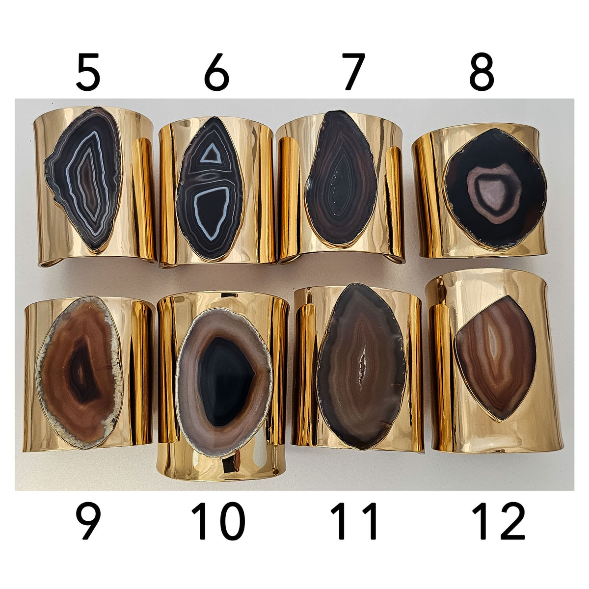 Alchemia Brown/Nude Agate Slice Solid Cuff - Styles 5 to 12 | Charles Albert Jewelry