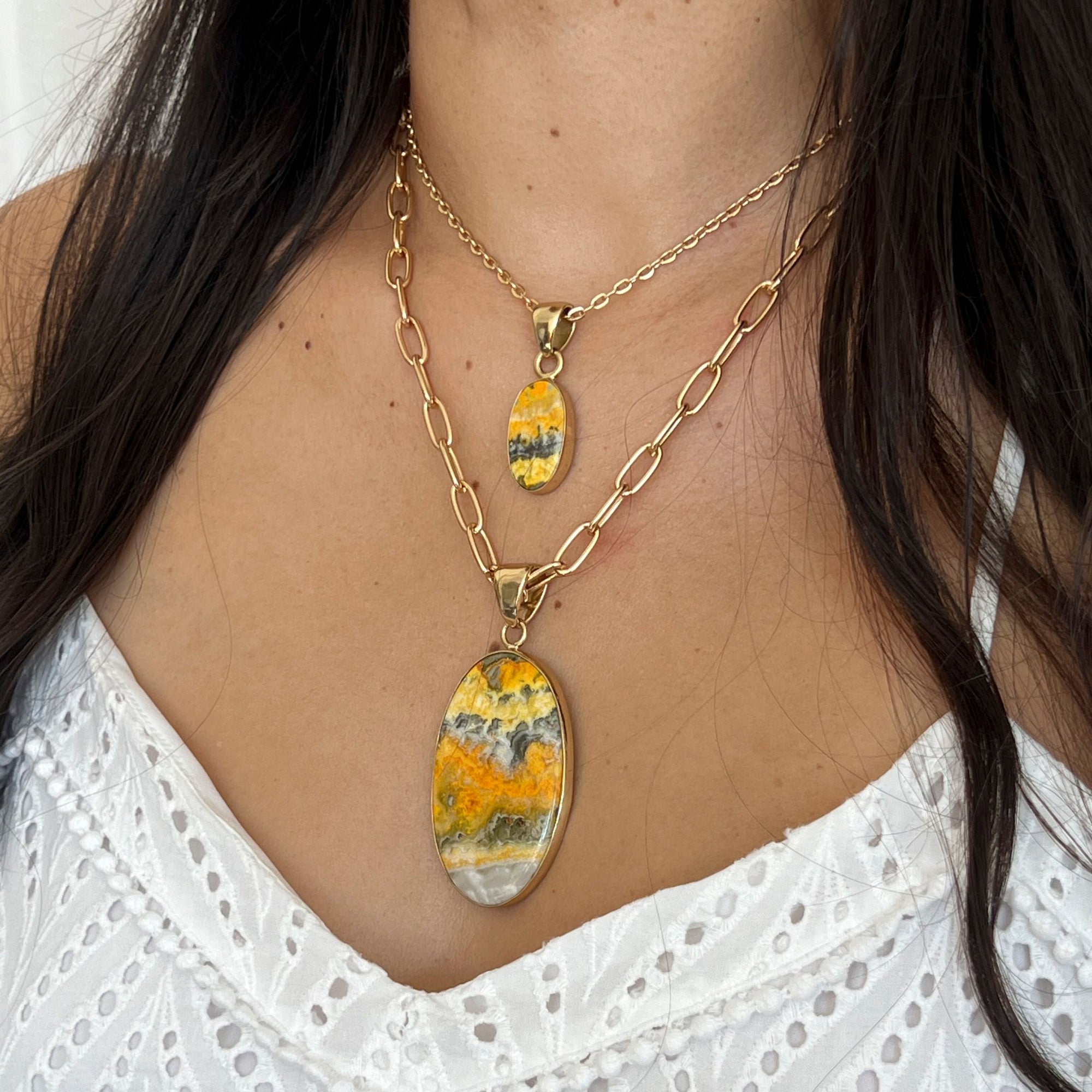 Alchemia Bumblebee Jasper Oval Pendant | Charles Albert Jewelry