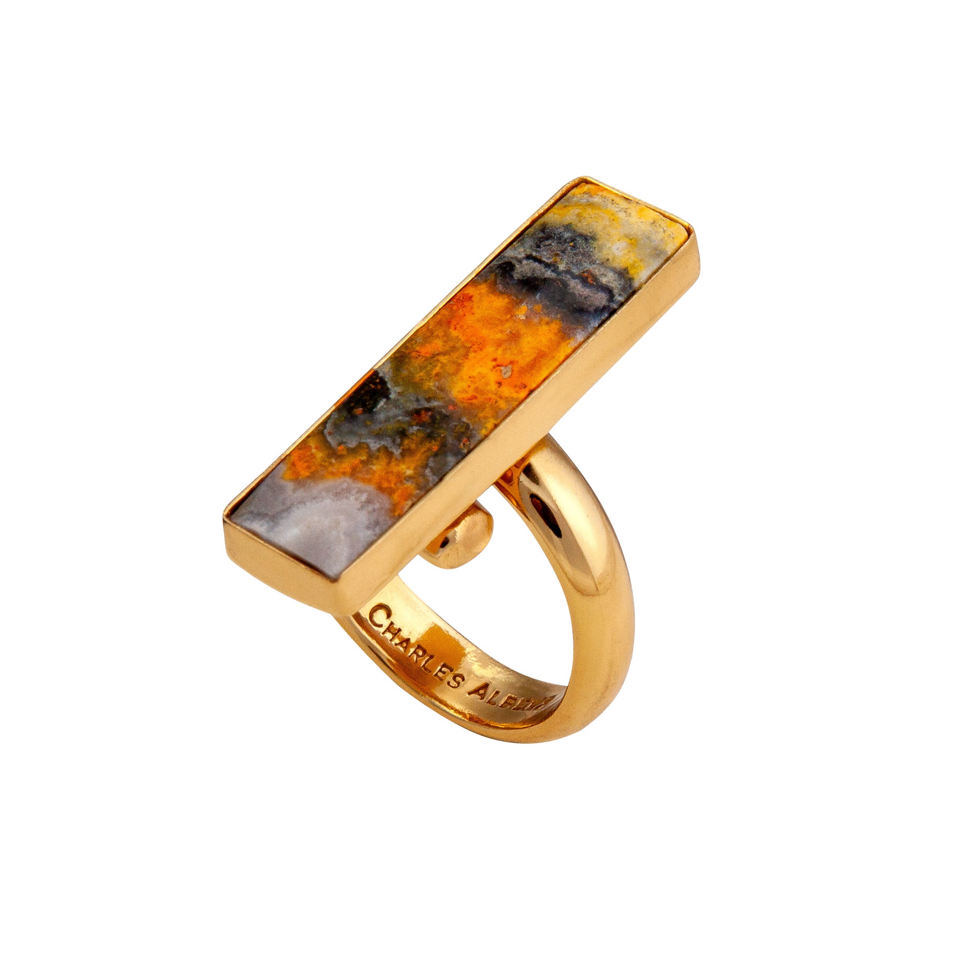 Alchemia Bumblebee Jasper Rectangle Adjustable Ring | Charles Albert Jewelry