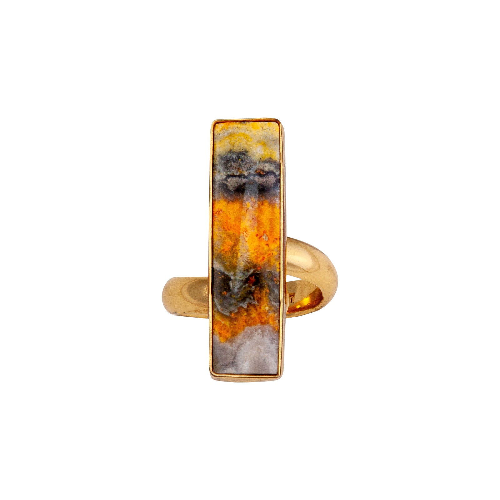 Alchemia Bumblebee Jasper Rectangle Adjustable Ring | Charles Albert Jewelry