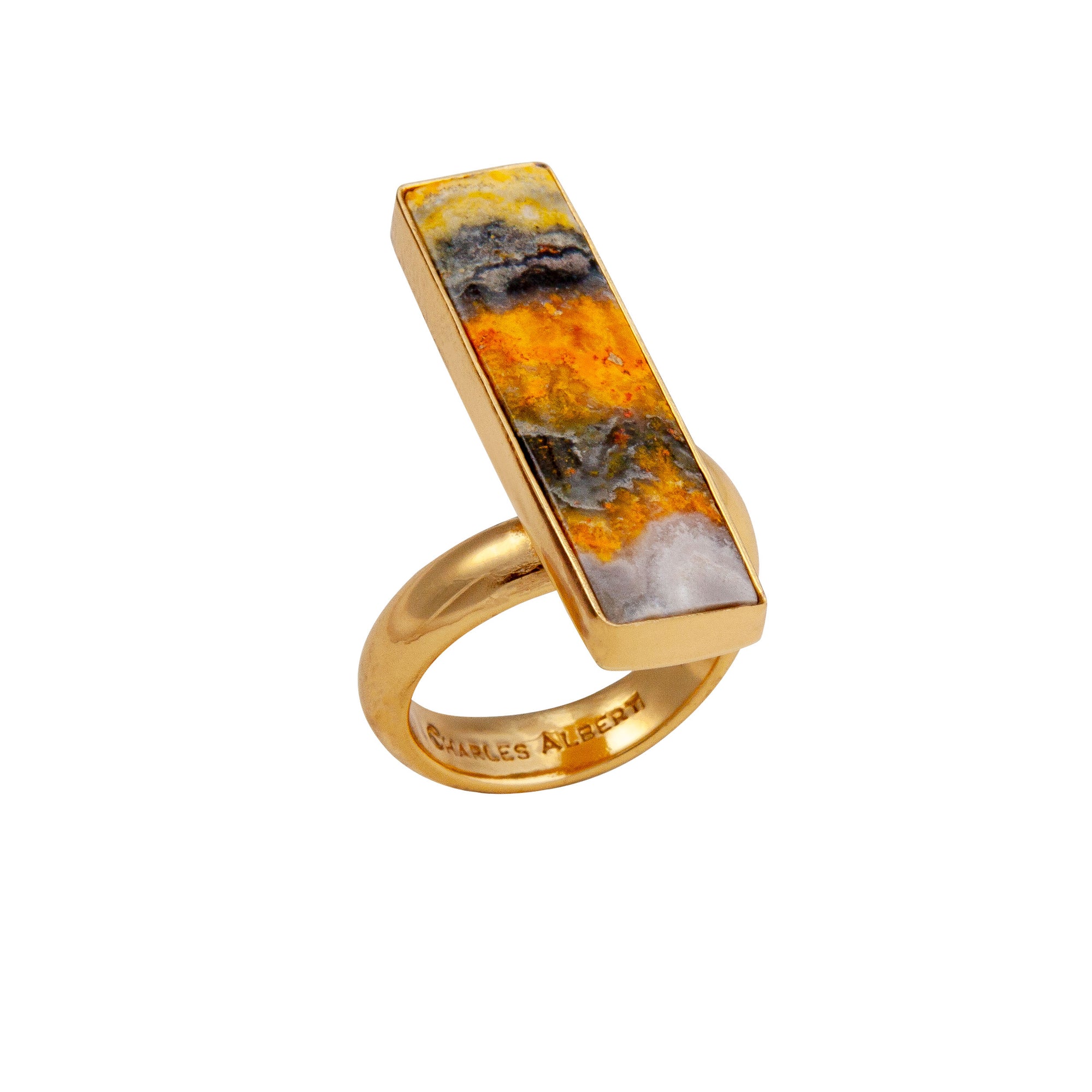 Alchemia Bumblebee Jasper Rectangle Adjustable Ring | Charles Albert Jewelry