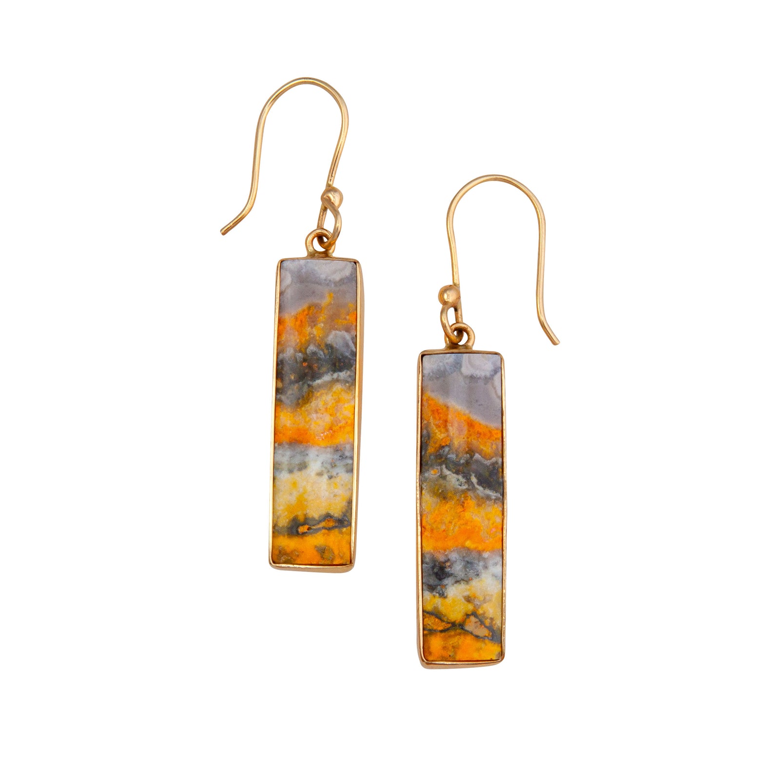 Alchemia Bumblebee Jasper Rectangle Drop Earrings | Charles Albert Jewelry