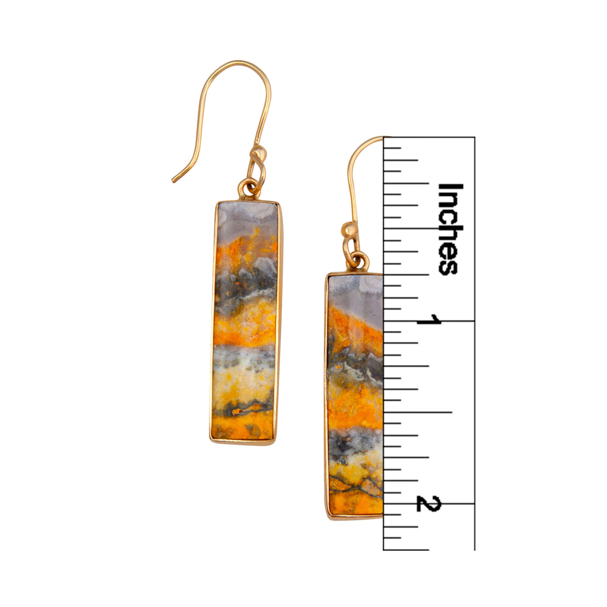 Alchemia Bumblebee Jasper Rectangle Drop Earrings | Charles Albert Jewelry