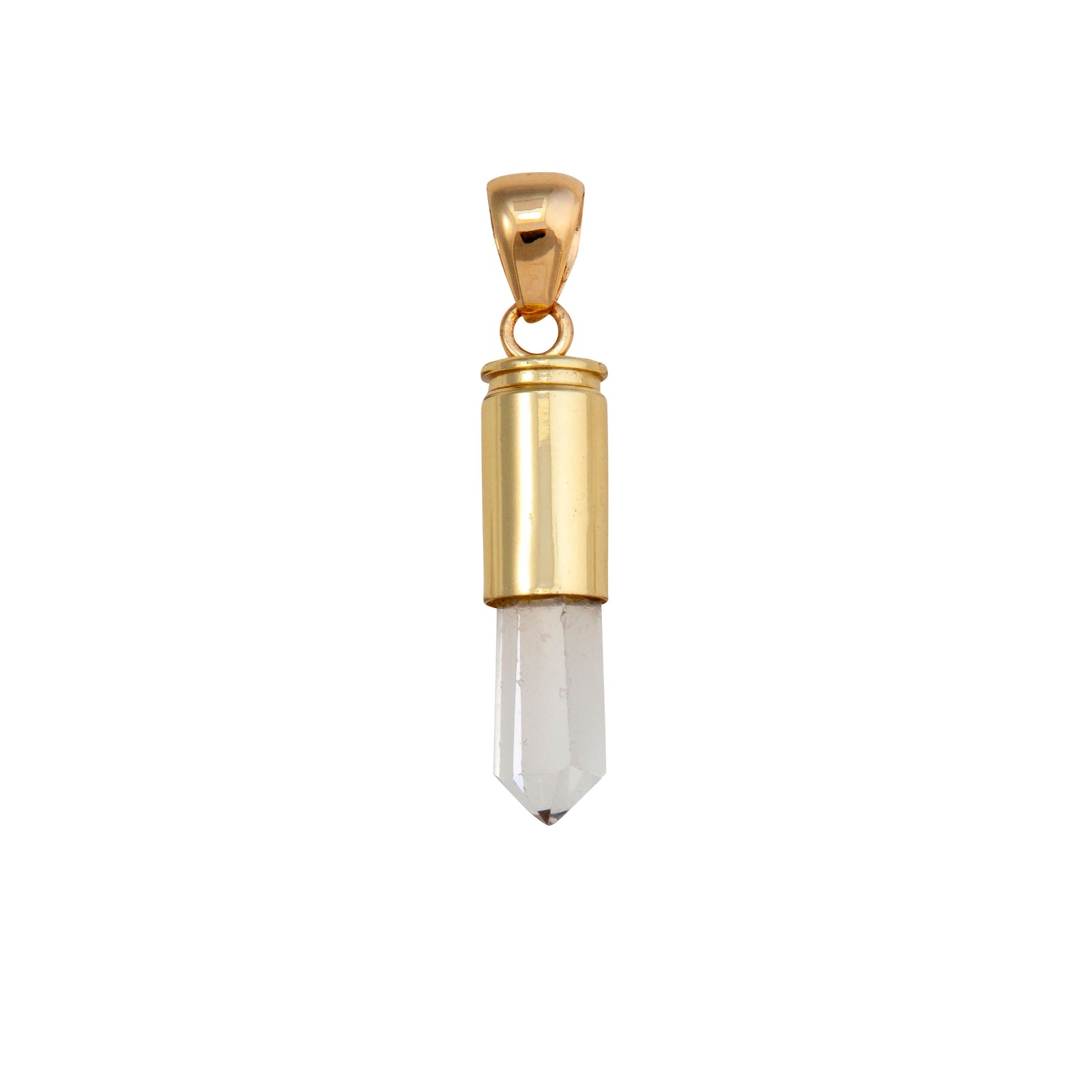 Alchemia Clear Quartz Point Bullet Casing Pendant | Charles Albert Jewelry
