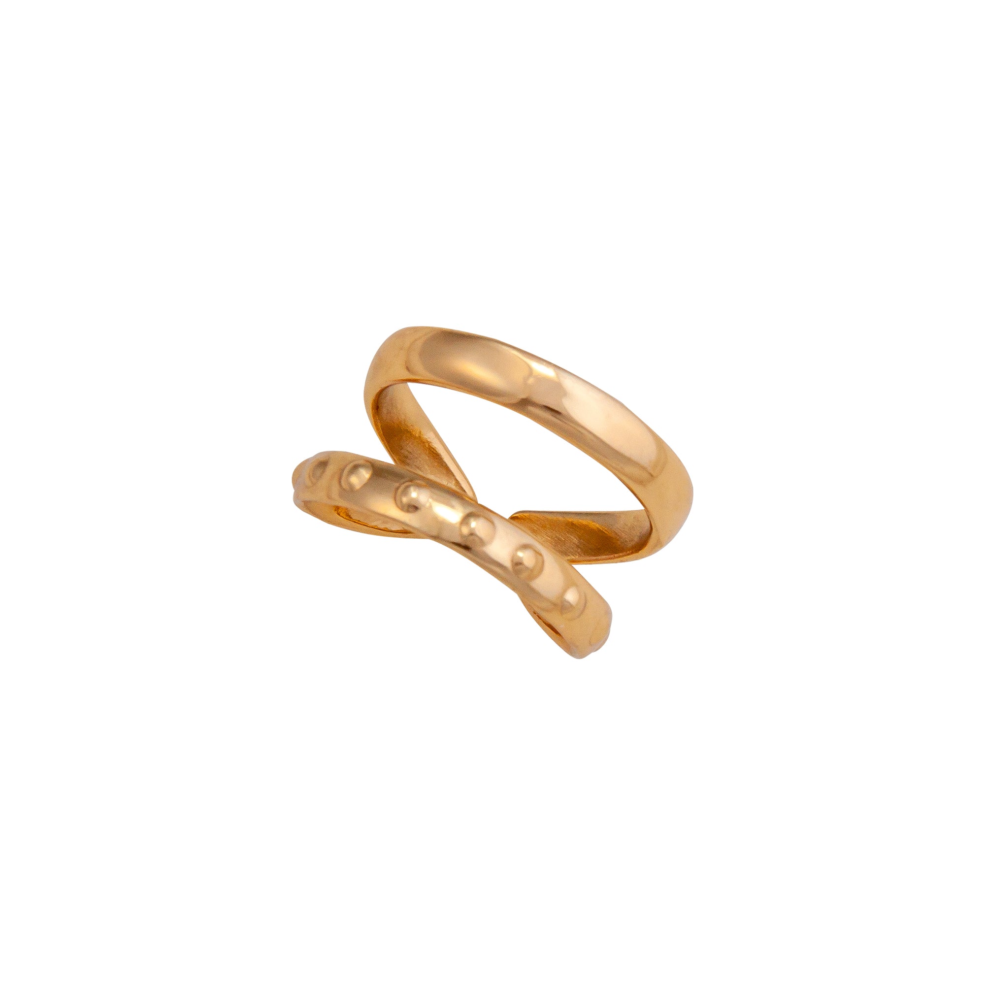 Alchemia Double Band with Detailed Dot Cuff Ring | Charles Albert Jewelry