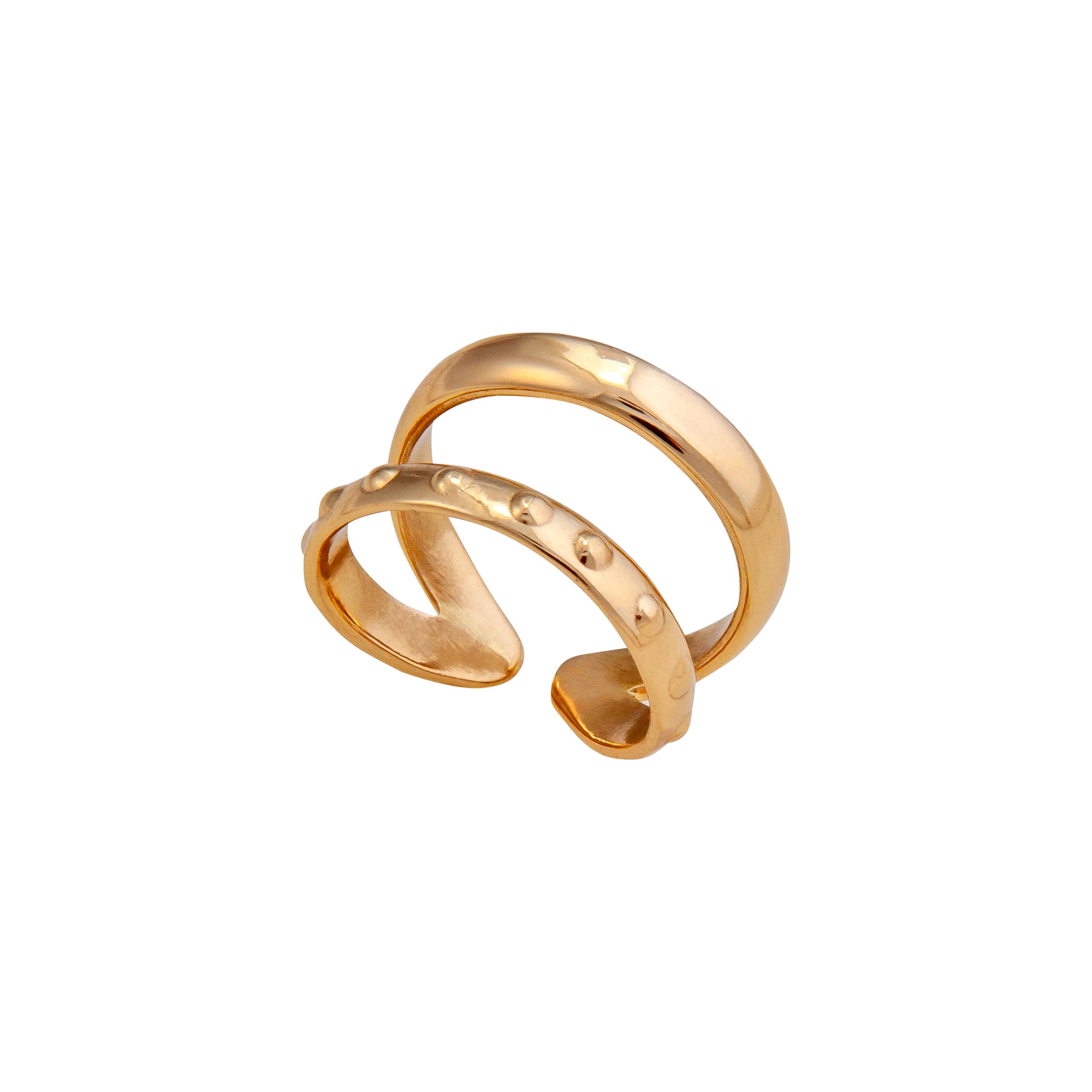 Alchemia Double Band with Detailed Dot Cuff Ring | Charles Albert Jewelry