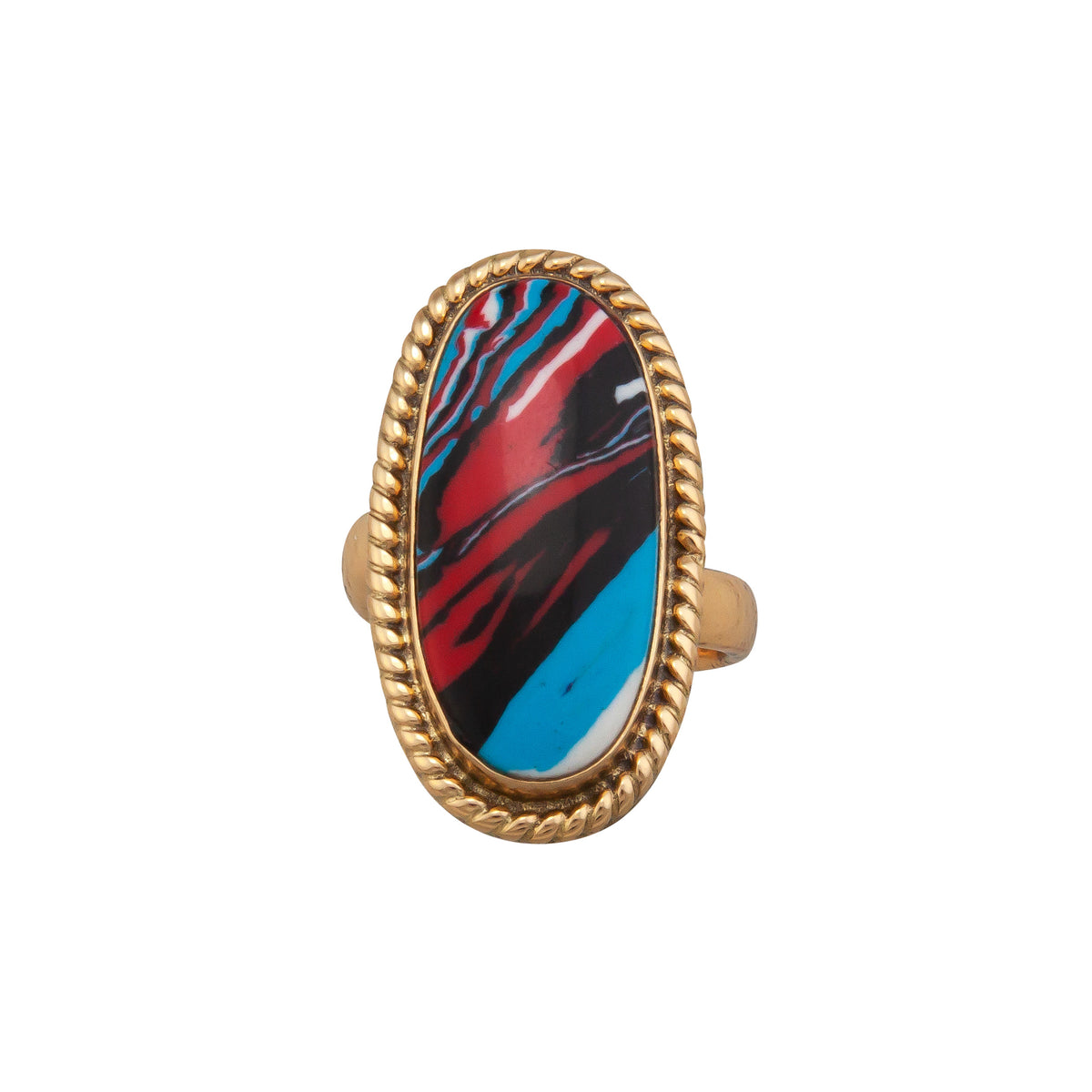 Alchemia Fordite Oval Rope Adjustable Ring | Charles Albert Jewelry