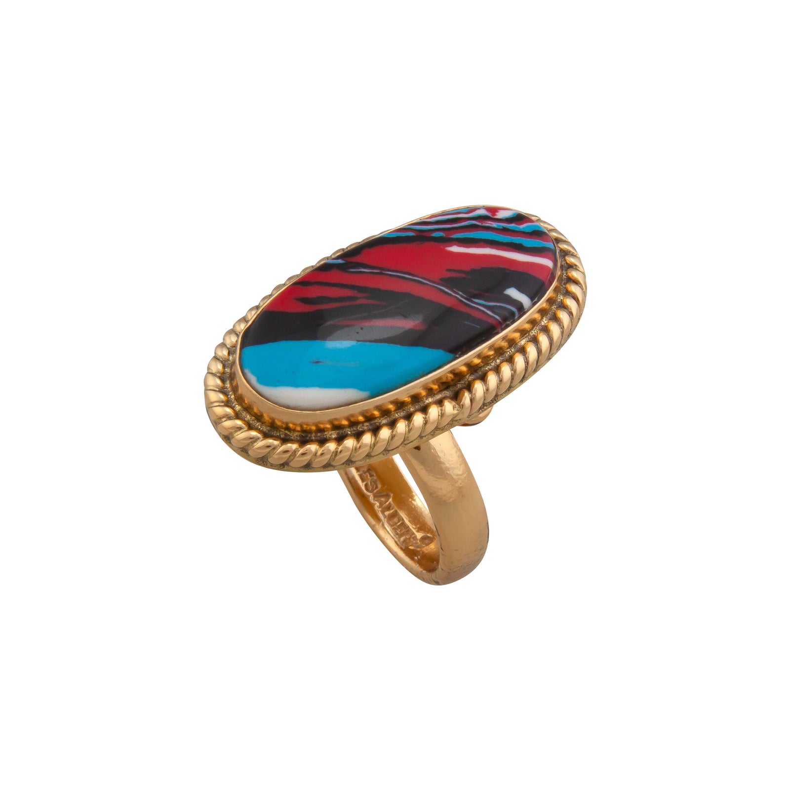 Alchemia Fordite Oval Rope Adjustable Ring | Charles Albert Jewelry