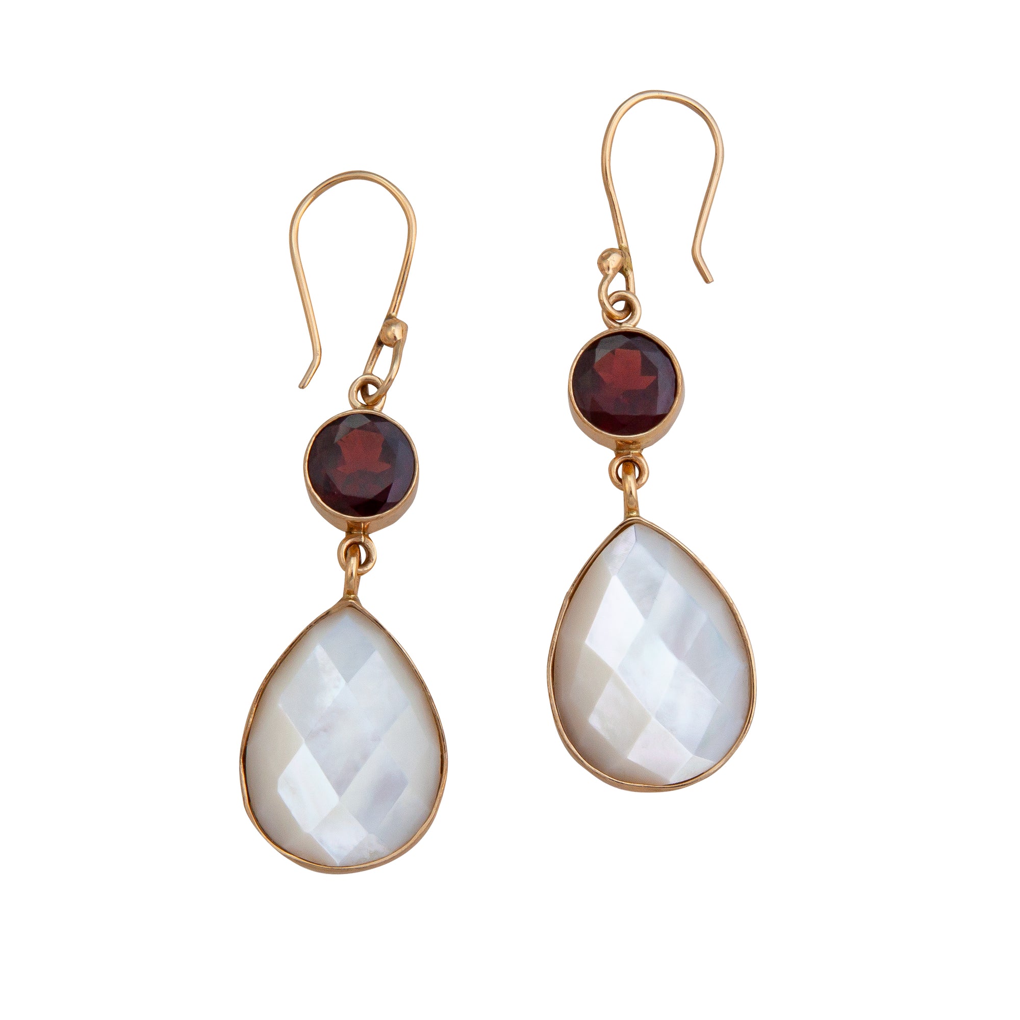 Alchemia Garnet and Mother of Pearl Teardrop Earrings | Charles Albert Jewelry