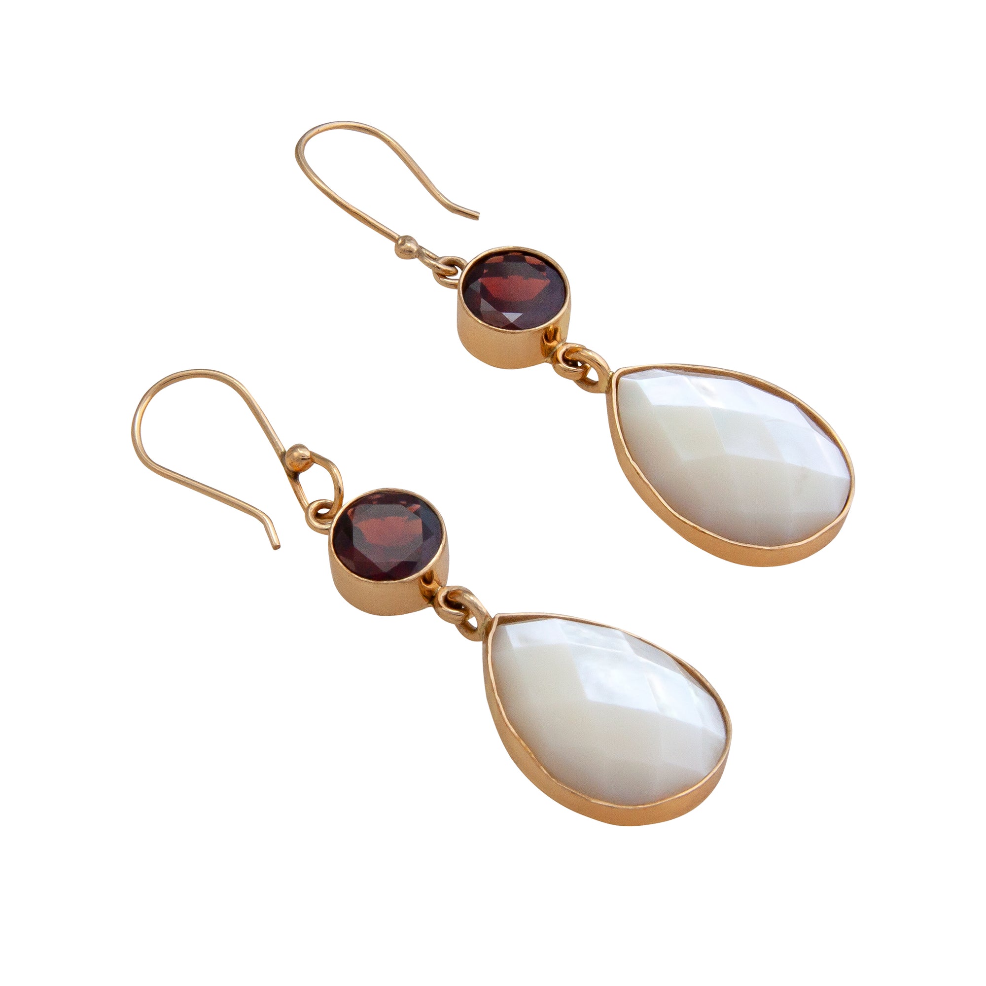 Alchemia Garnet and Mother of Pearl Teardrop Earrings | Charles Albert Jewelry