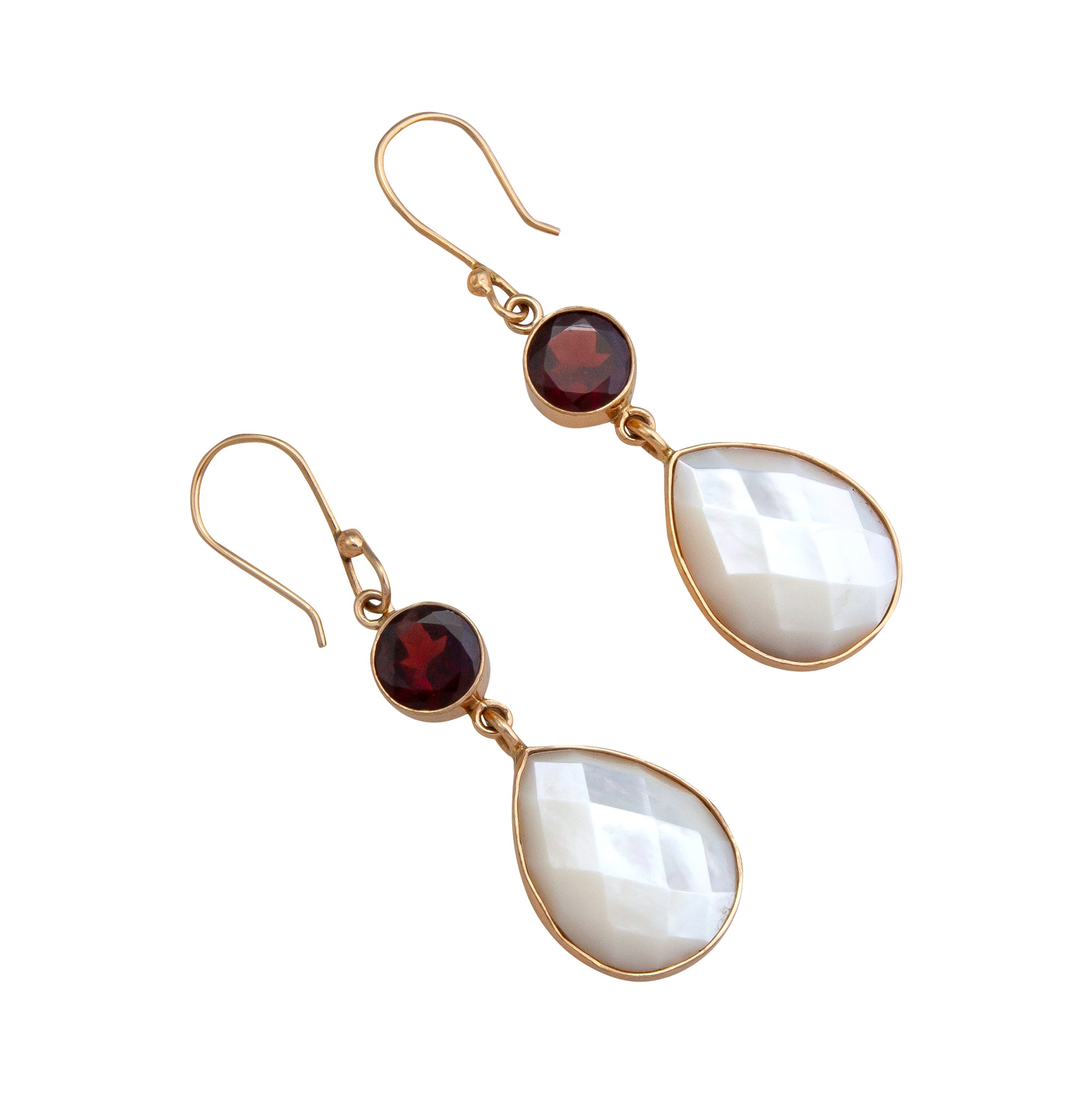 Alchemia Garnet and Mother of Pearl Teardrop Earrings | Charles Albert Jewelry