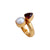 Alchemia Garnet and Pearl Bypass Adjustable Ring | Charles Albert Jewelry