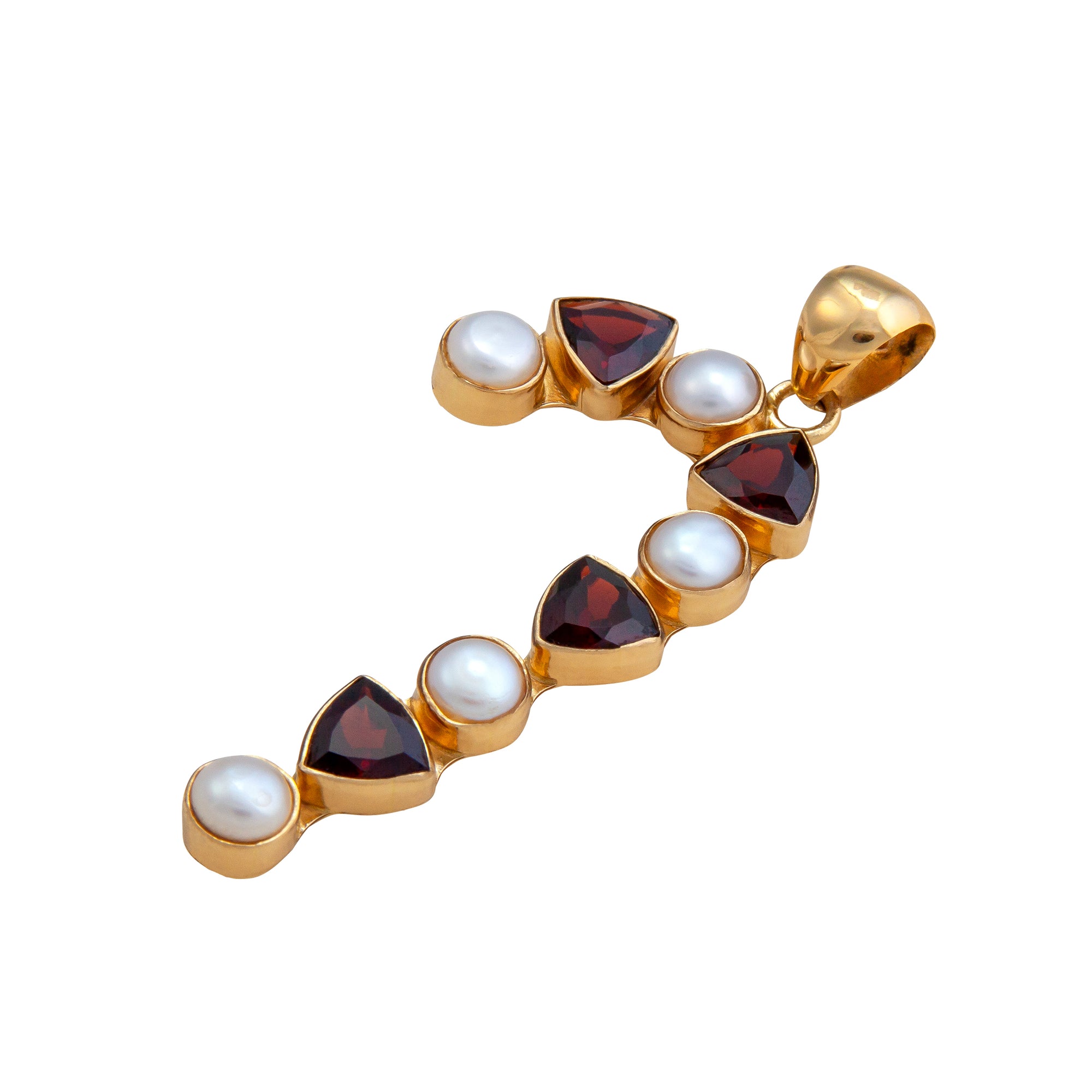 Alchemia Garnet and Pearl Candy Cane Pendant | Charles Albert Jewelry