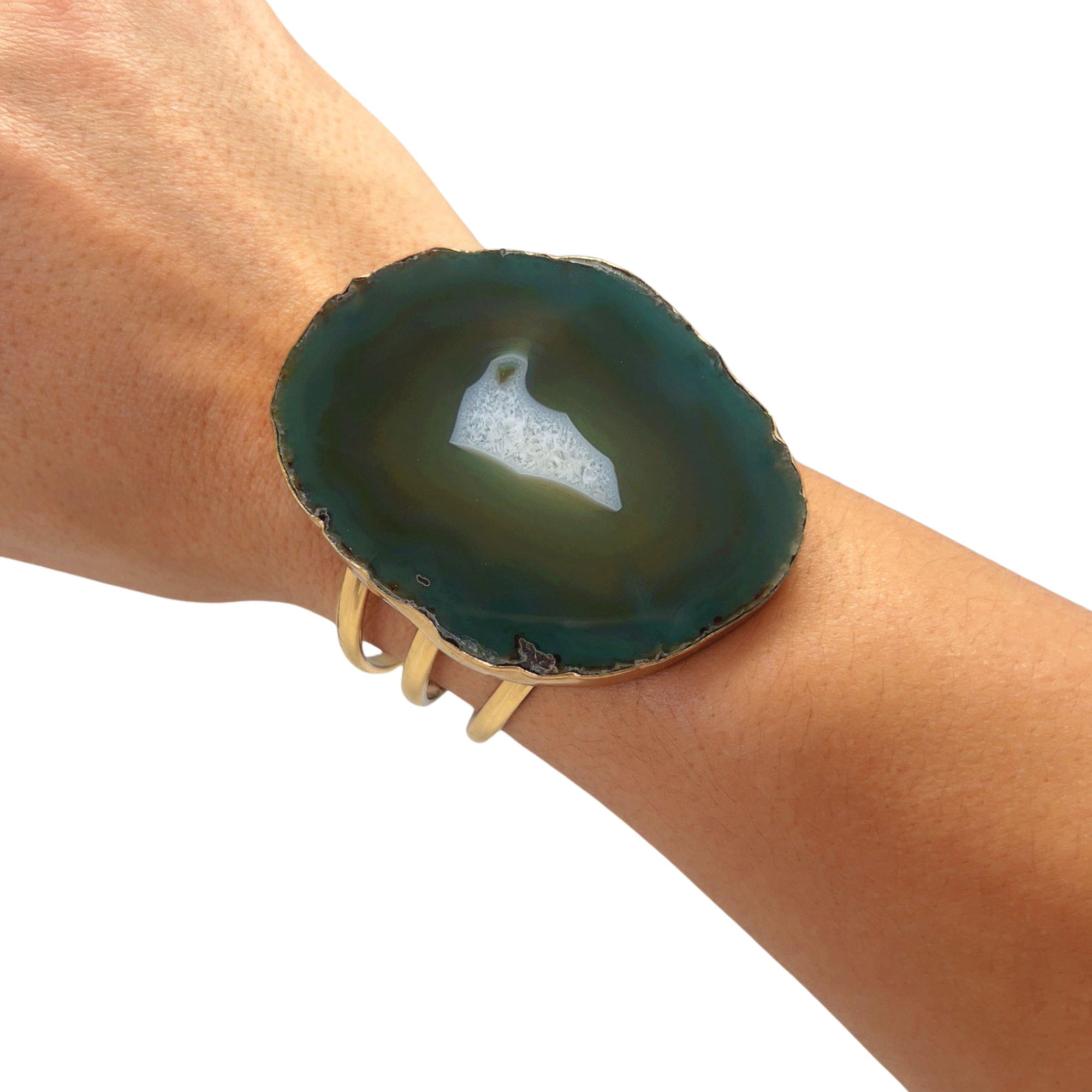 Alchemia Green Agate Slice Multi-Band Cuff - Style #10 | Charles Albert Jewelry
