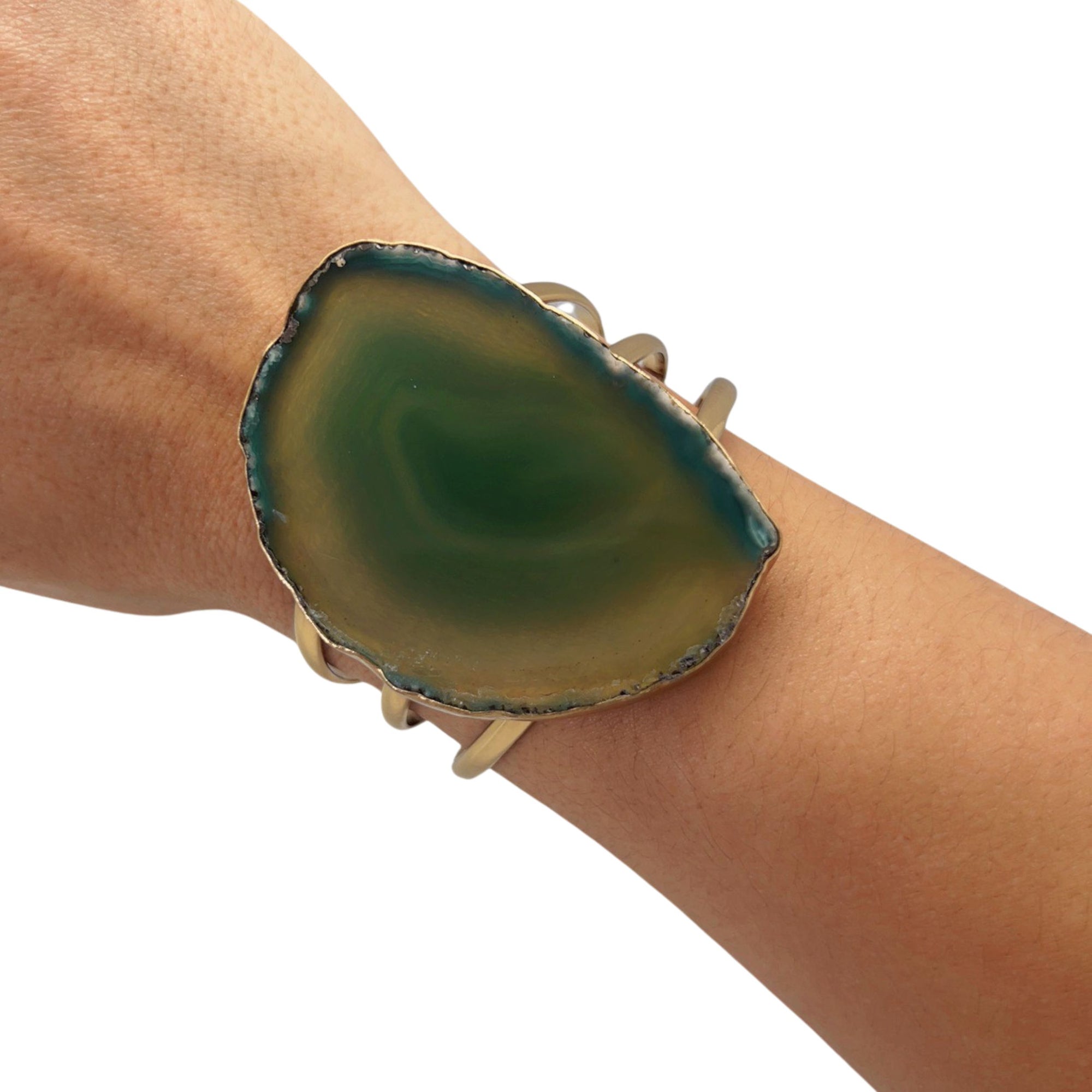 Alchemia Green Agate Slice Multi-Band Cuff - Style #12 | Charles Albert Jewelry