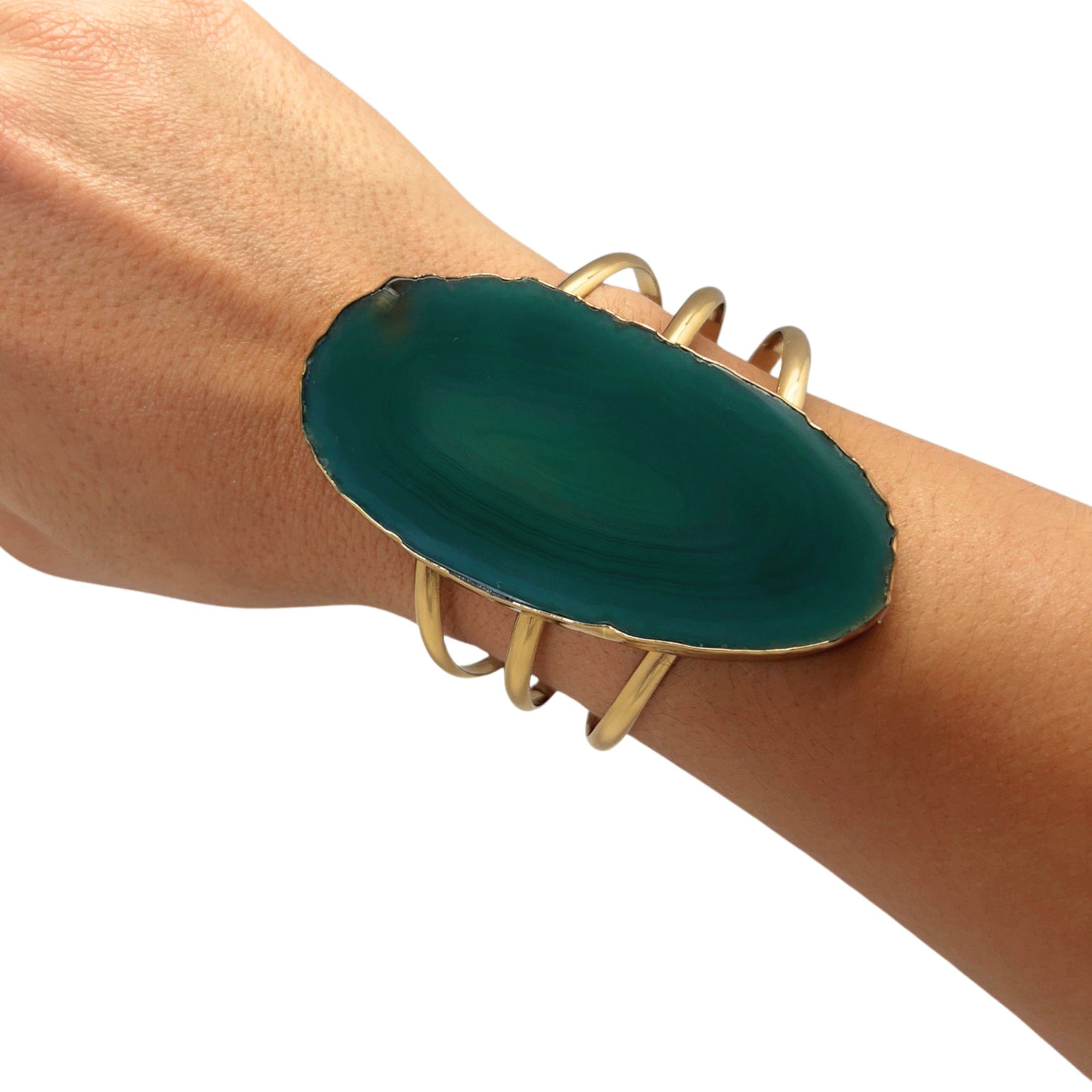 Alchemia Green Agate Slice Multi-Band Cuff - Style #4 | Charles Albert Jewelry
