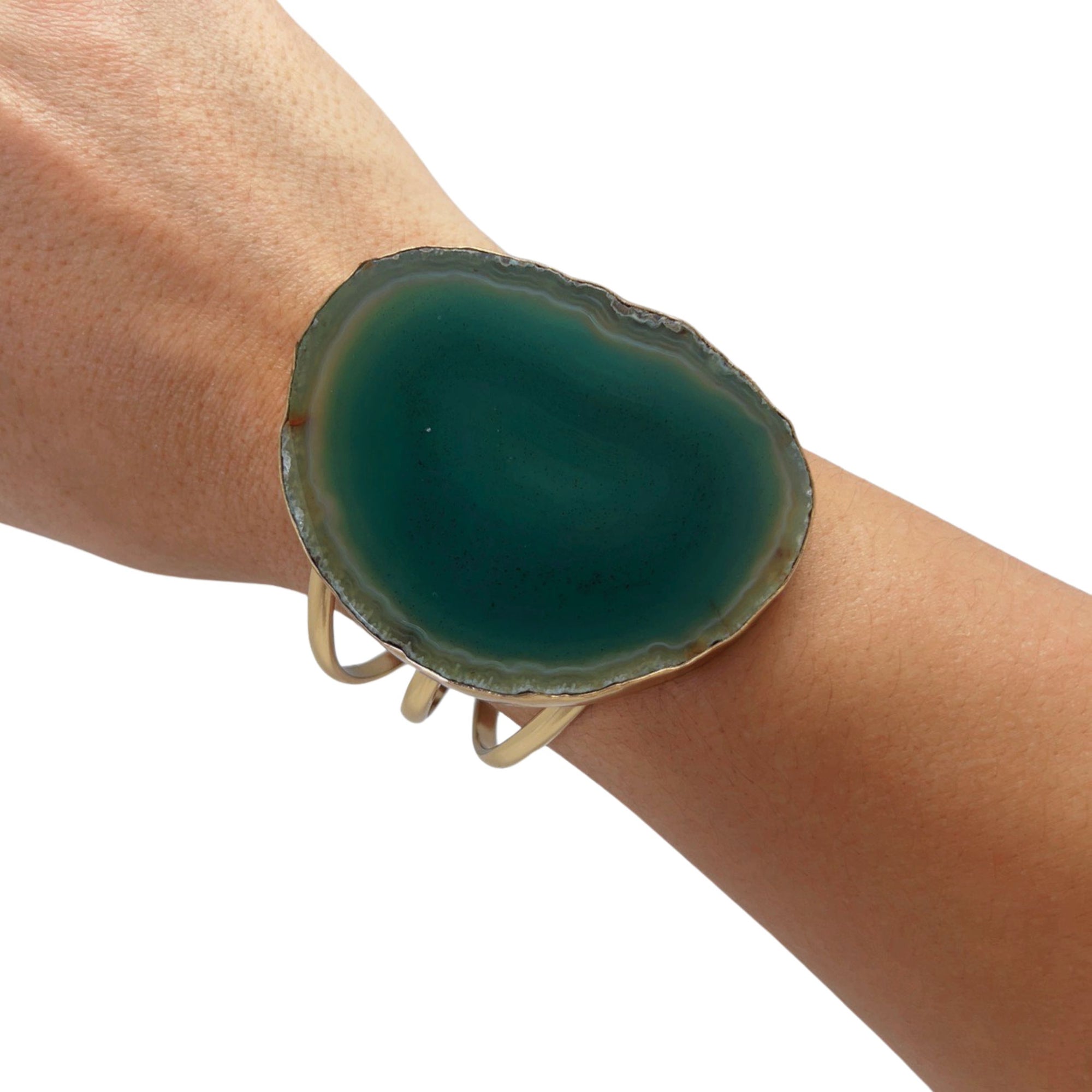 Alchemia Green Agate Slice Multi-Band Cuff - Style #7 | Charles Albert Jewelry