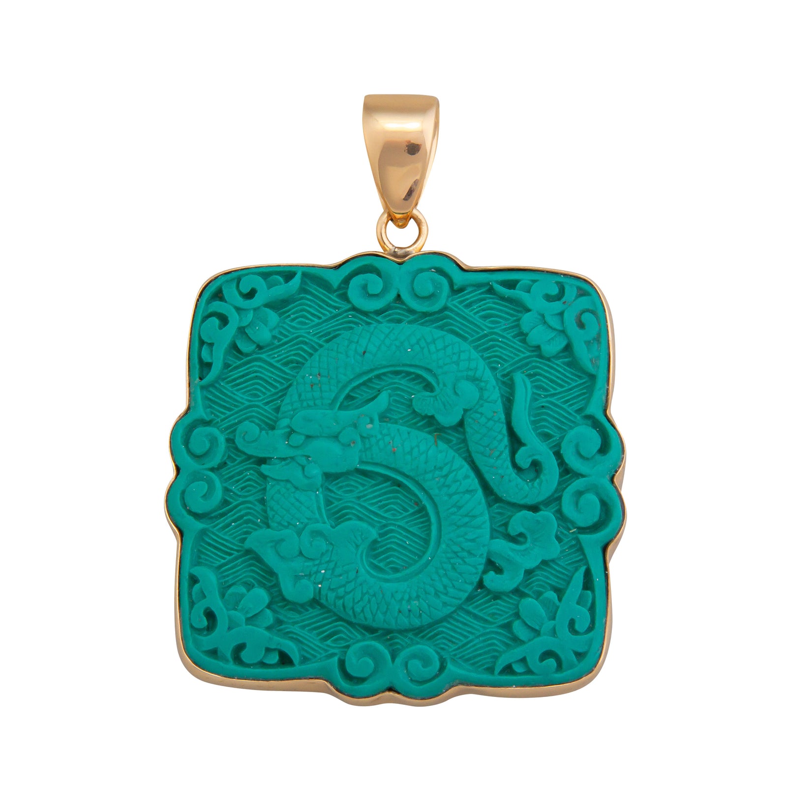 Alchemia Green Cinnabar Dragon Pendant | Charles Albert Jewelry