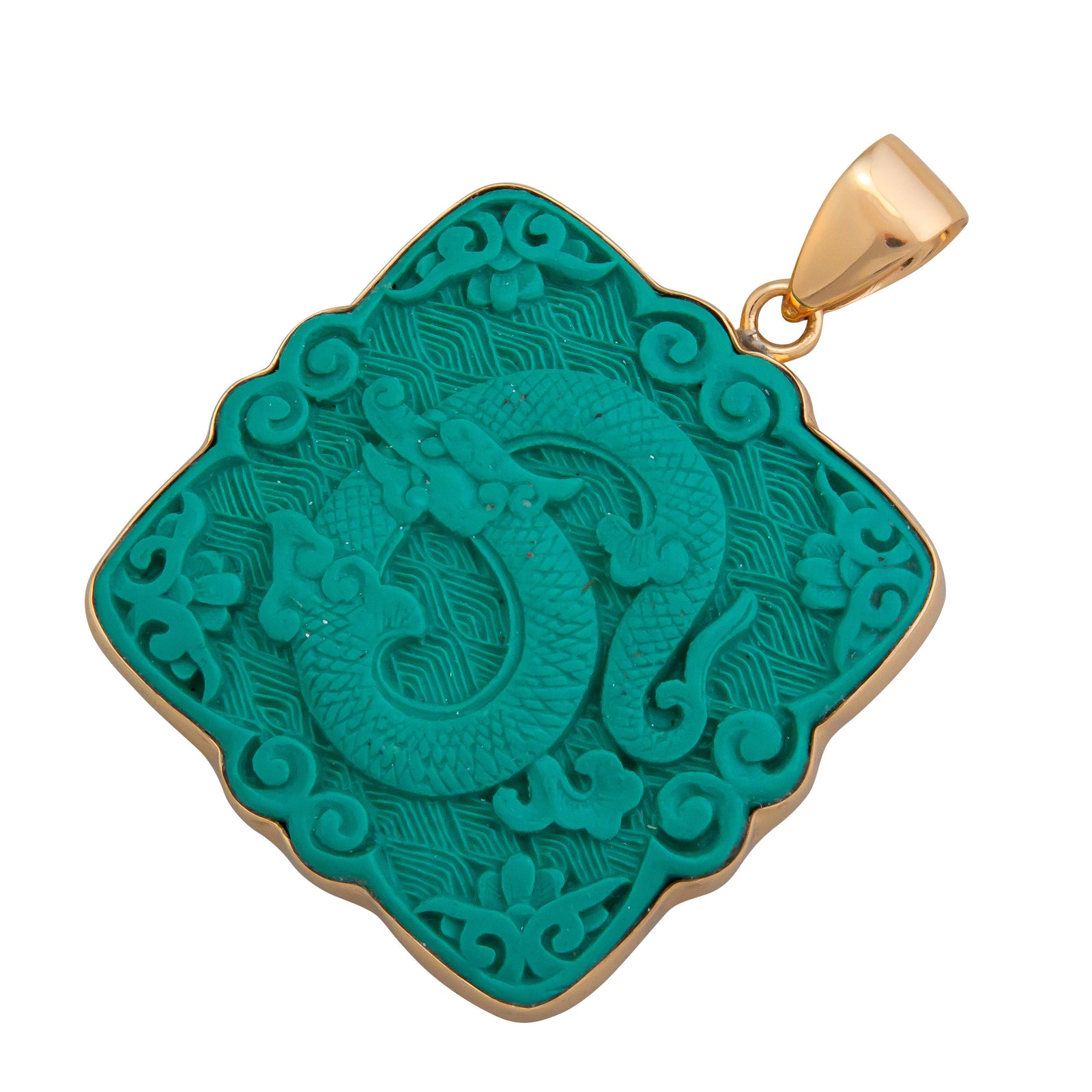 Alchemia Green Cinnabar Dragon Pendant | Charles Albert Jewelry
