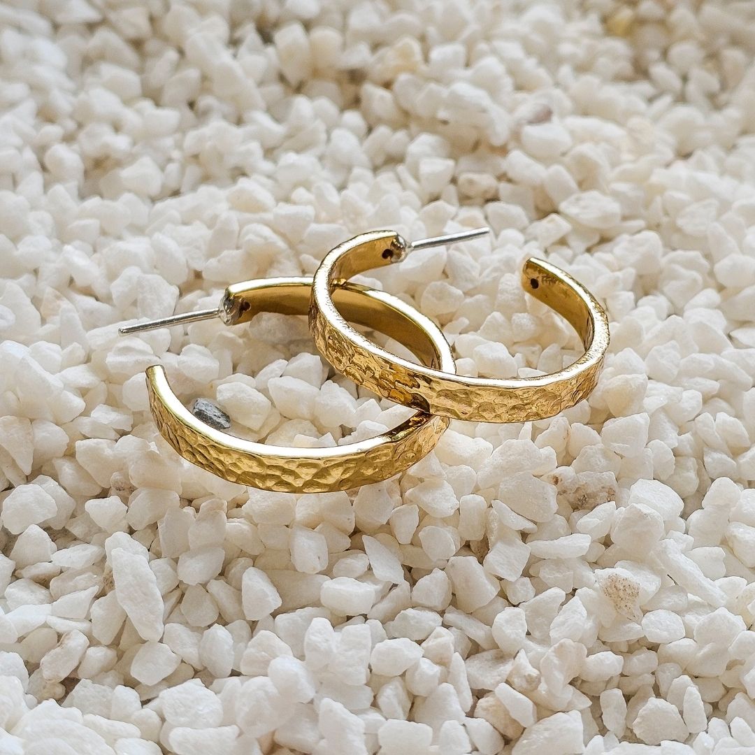 Alchemia Hammered Flat Hoop Earring - 30mm | Charles Albert Jewelry