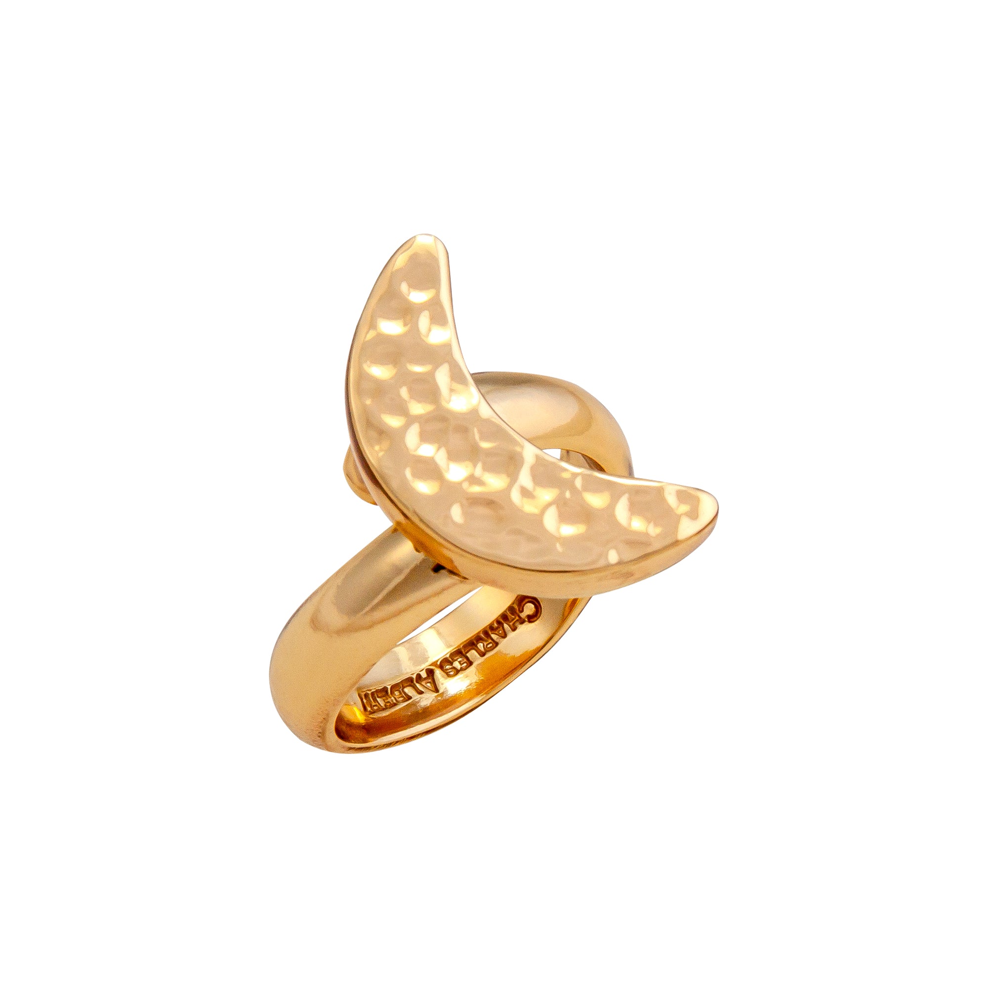 Alchemia Hammered Moon Adjustable Ring | Charles Albert Jewelry