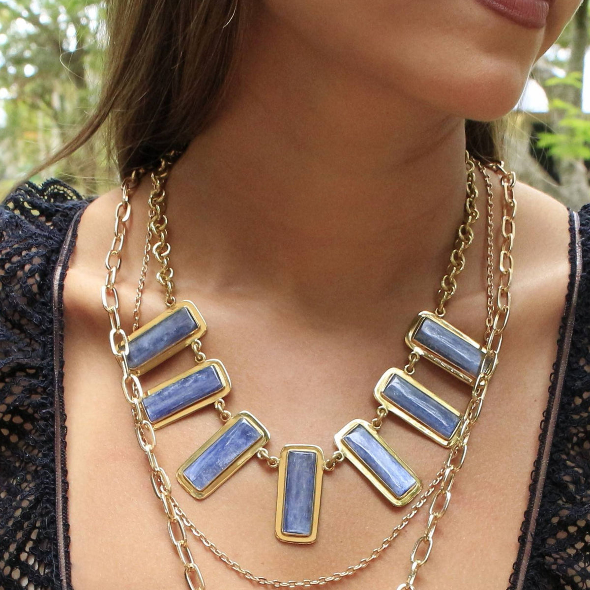 Alchemia Kyanite Necklace with Edge Detail | Charles Albert Jewelry