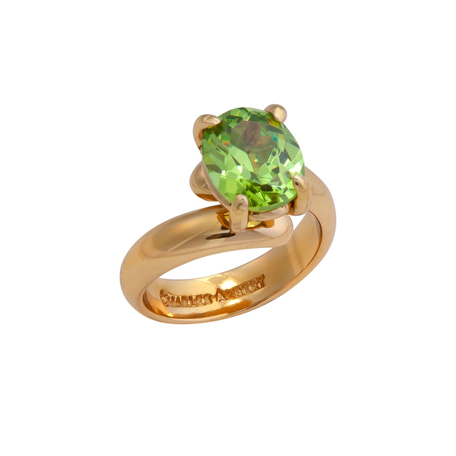 Alchemia Lab Created Peridot Oval Prong Set Adjustable Ring | Charles Albert Jewelry