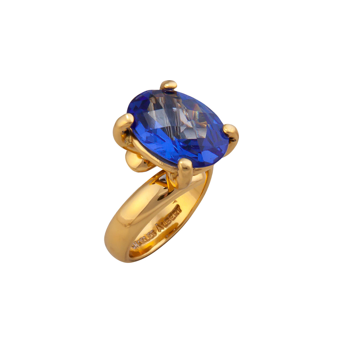 Alchemia Lab Created Tanzanite Oval Prong Set Ring | Charles Albert Jewelry