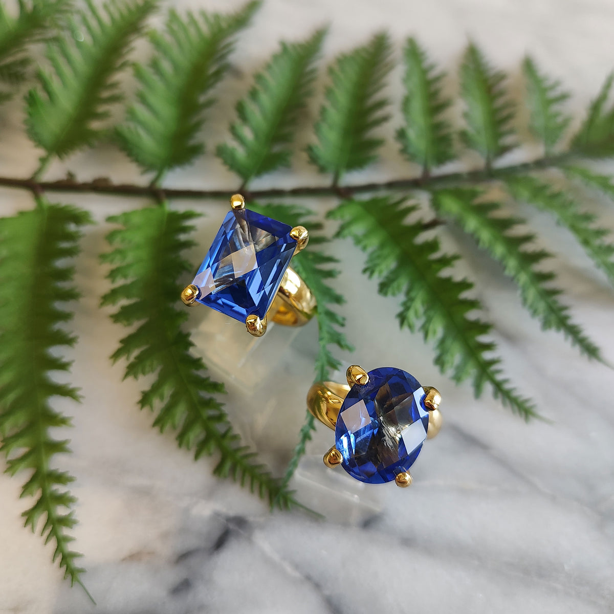 Alchemia Lab Created Tanzanite Oval Prong Set Ring | Charles Albert Jewelry