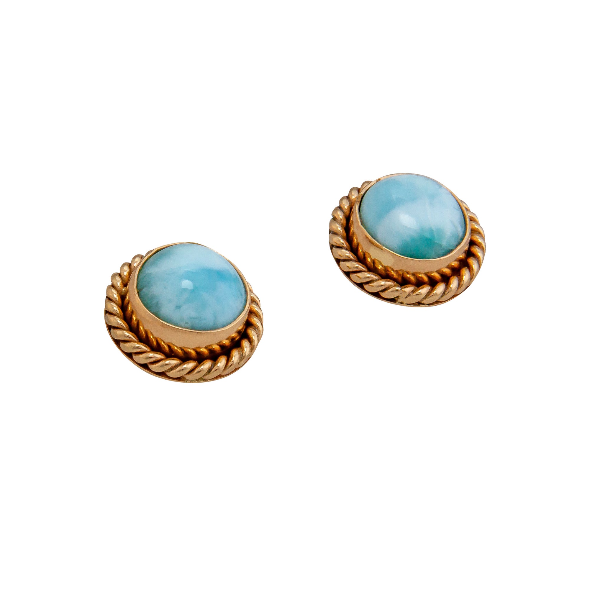 Alchemia Larimar Round Rope Post Earrings | Charles Albert Jewelry