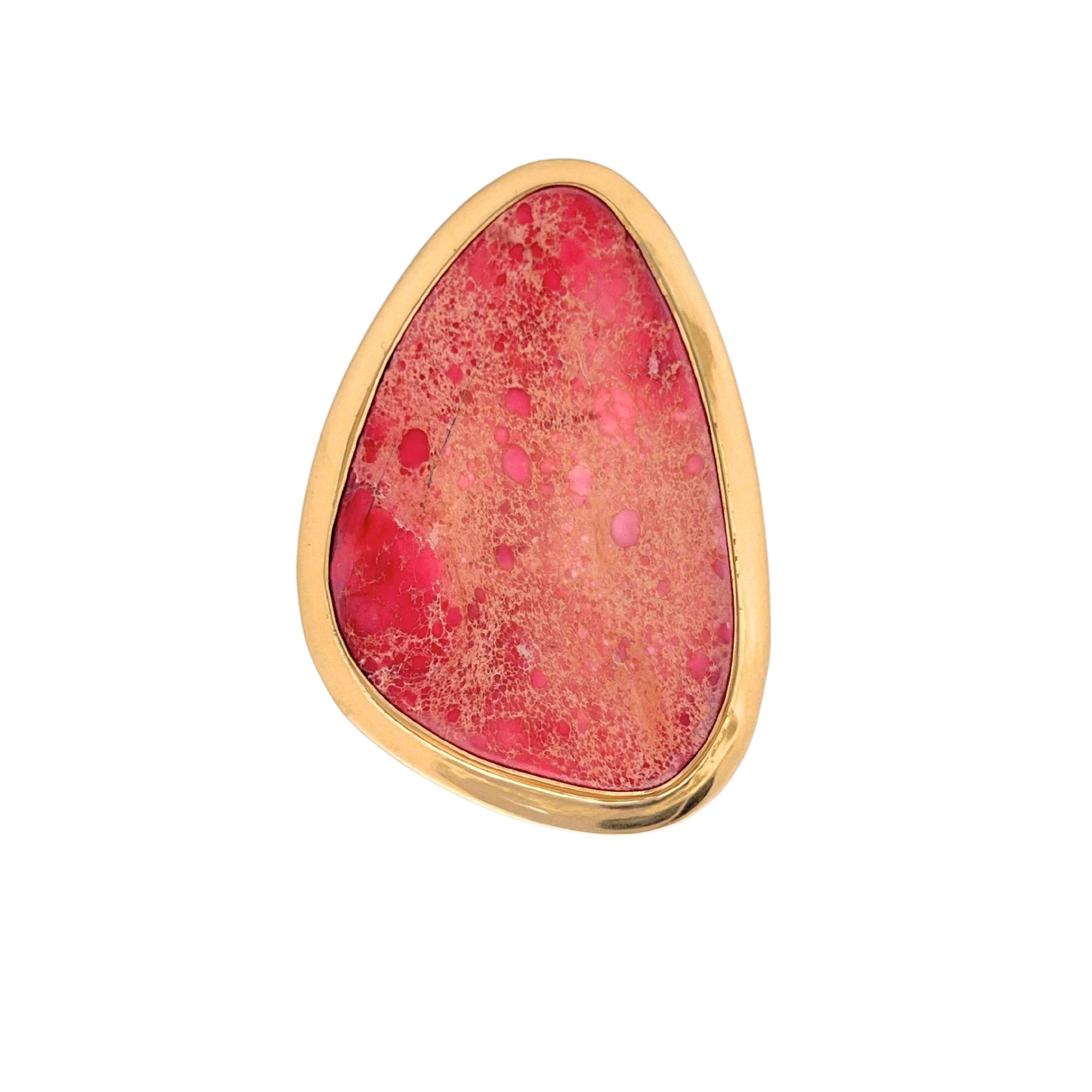 Alchemia Light Pink Jasper Adjustable Ring with Detailed Edge - Style #1 | Charles Albert Jewelry