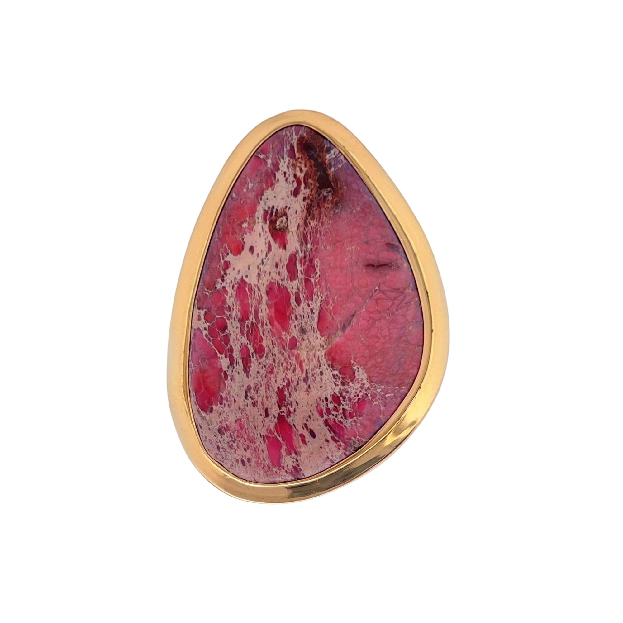 Alchemia Light Pink Jasper Adjustable Ring with Detailed Edge - Style #3 | Charles Albert Jewelry