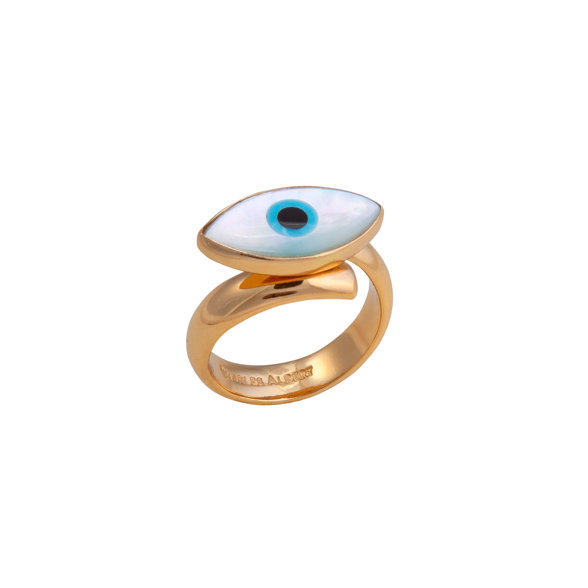 Alchemia Mother of Pearl Evil Eye Adjustable Ring | Charles Albert Jewelry