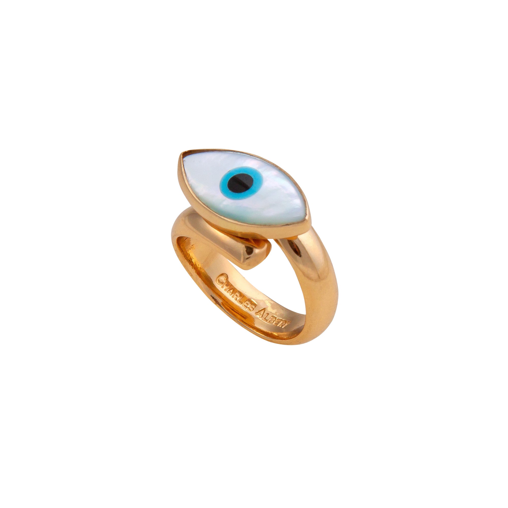 Alchemia Mother of Pearl Evil Eye Adjustable Ring | Charles Albert Jewelry