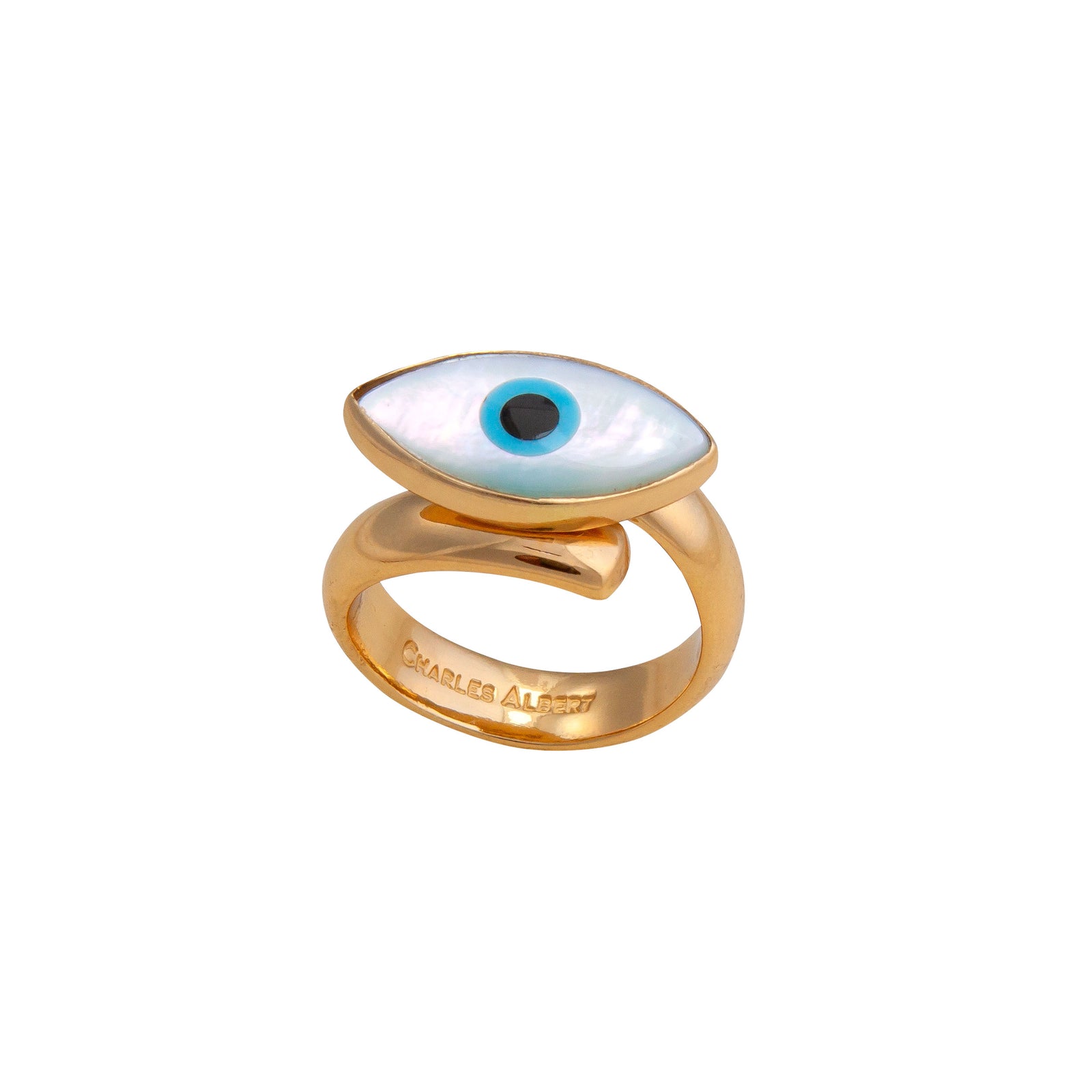 Alchemia Mother of Pearl Evil Eye Adjustable Ring | Charles Albert Jewelry