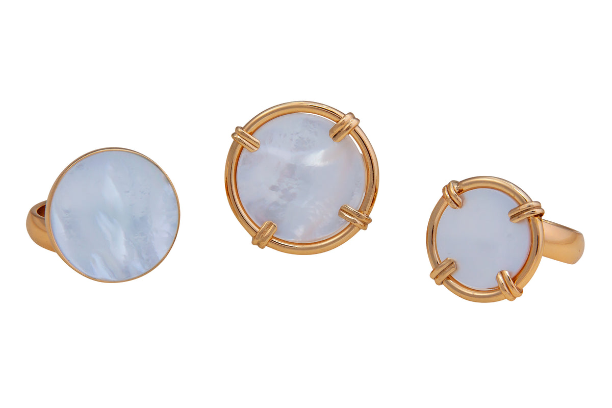 Alchemia Mother of Pearl Prong Adjustable Ring - Large | Charles Albert Jewelry