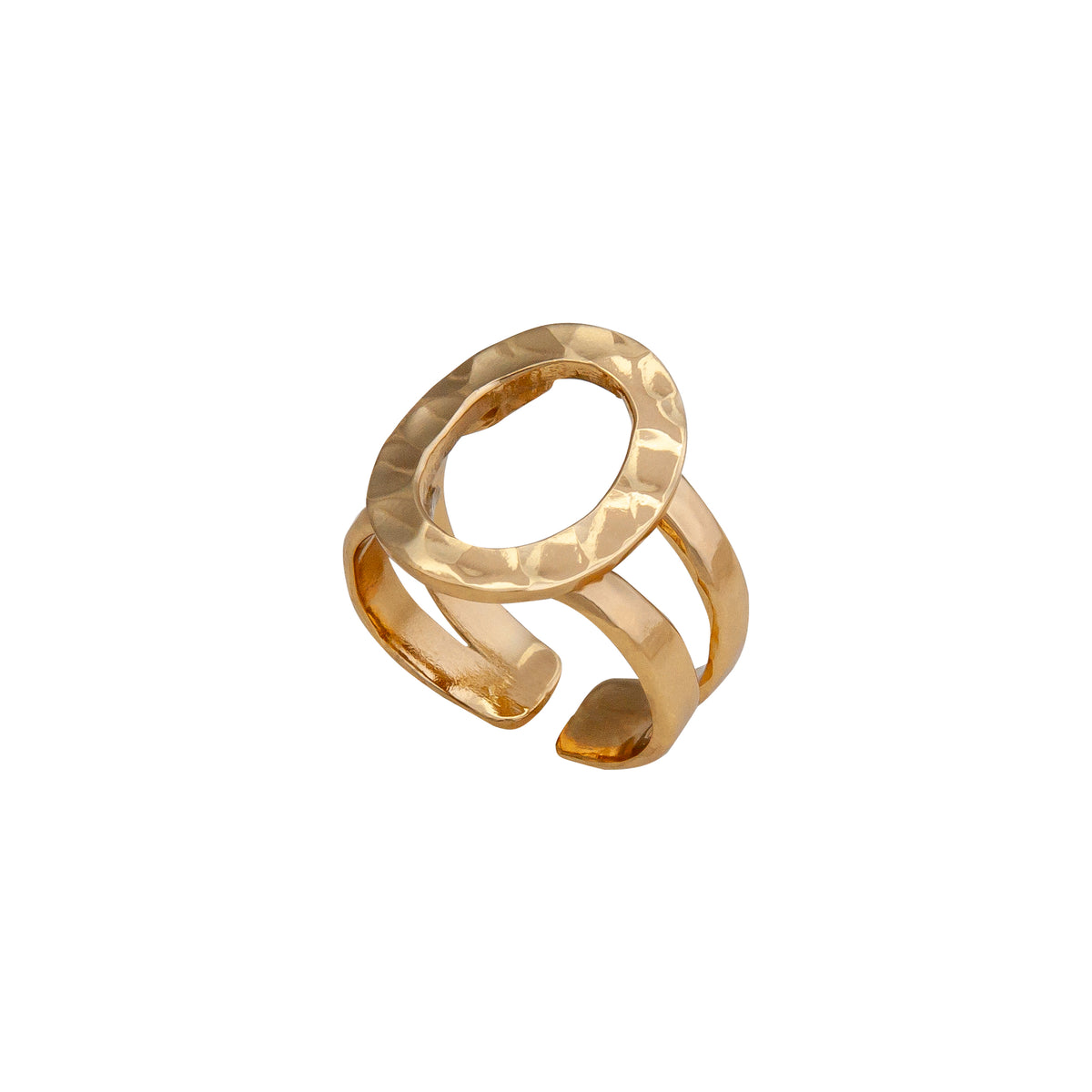 Alchemia Open Oval Hammered Cuff Ring | Charles Albert Jewelry