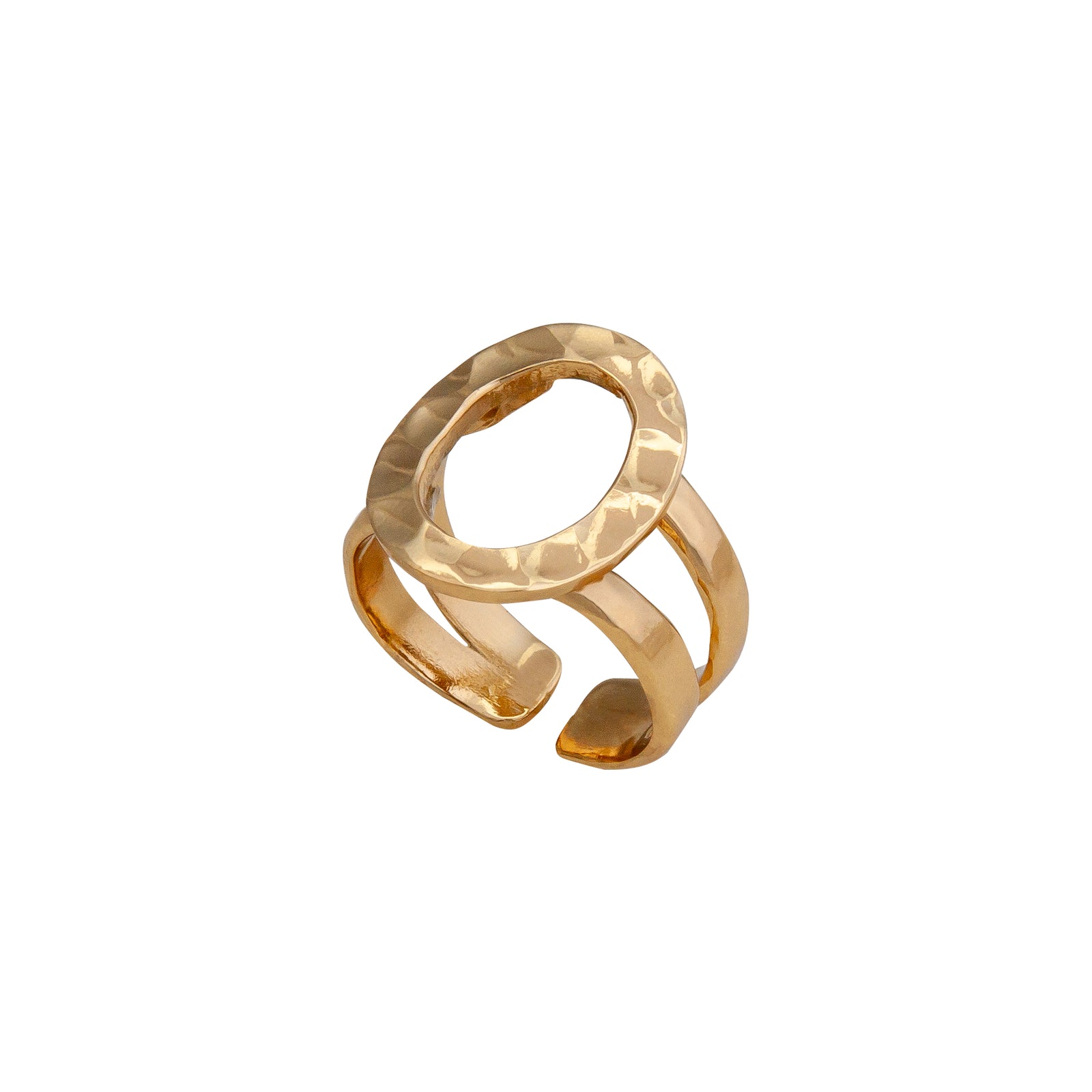 Alchemia Open Oval Hammered Cuff Ring | Charles Albert Jewelry