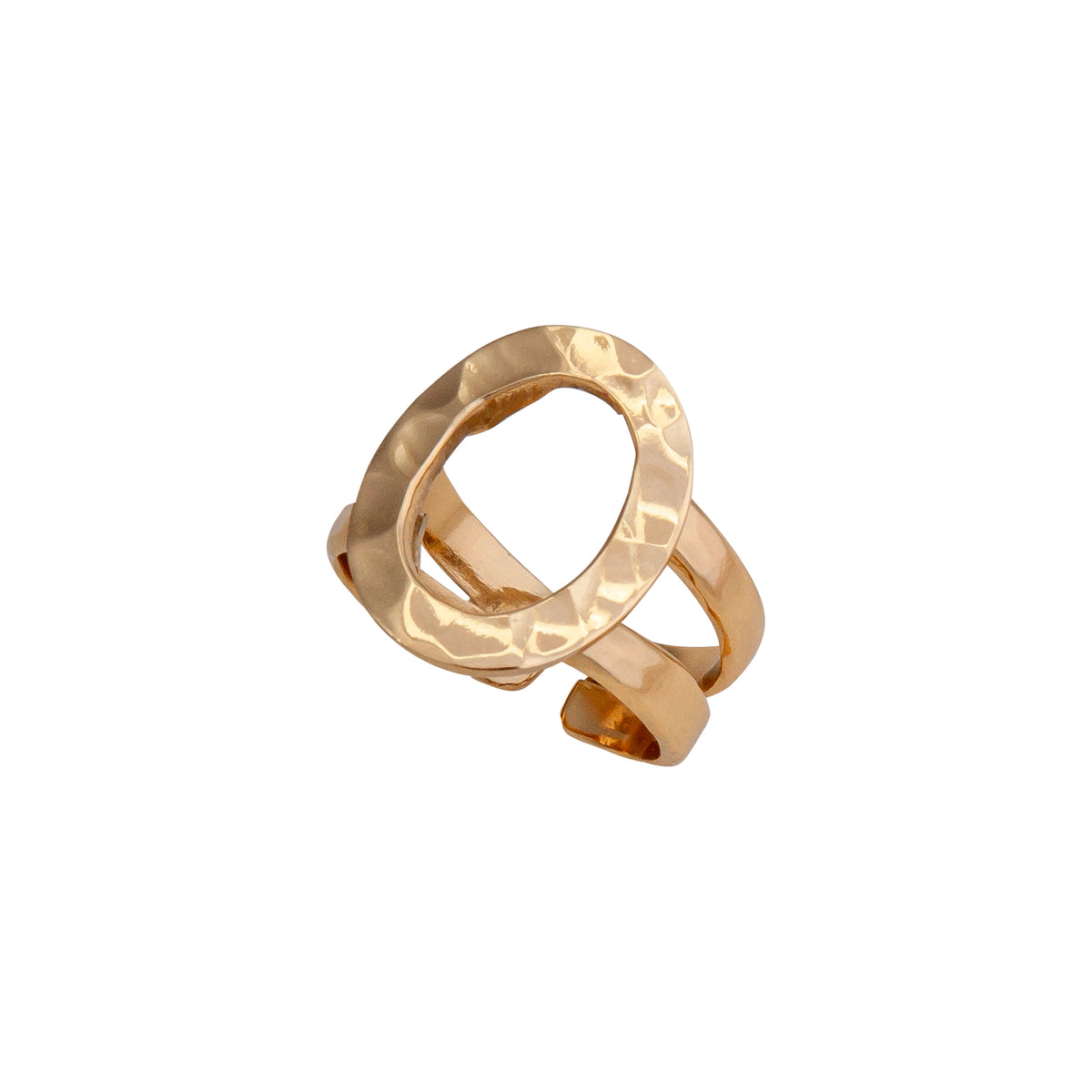 Alchemia Open Oval Hammered Cuff Ring | Charles Albert Jewelry