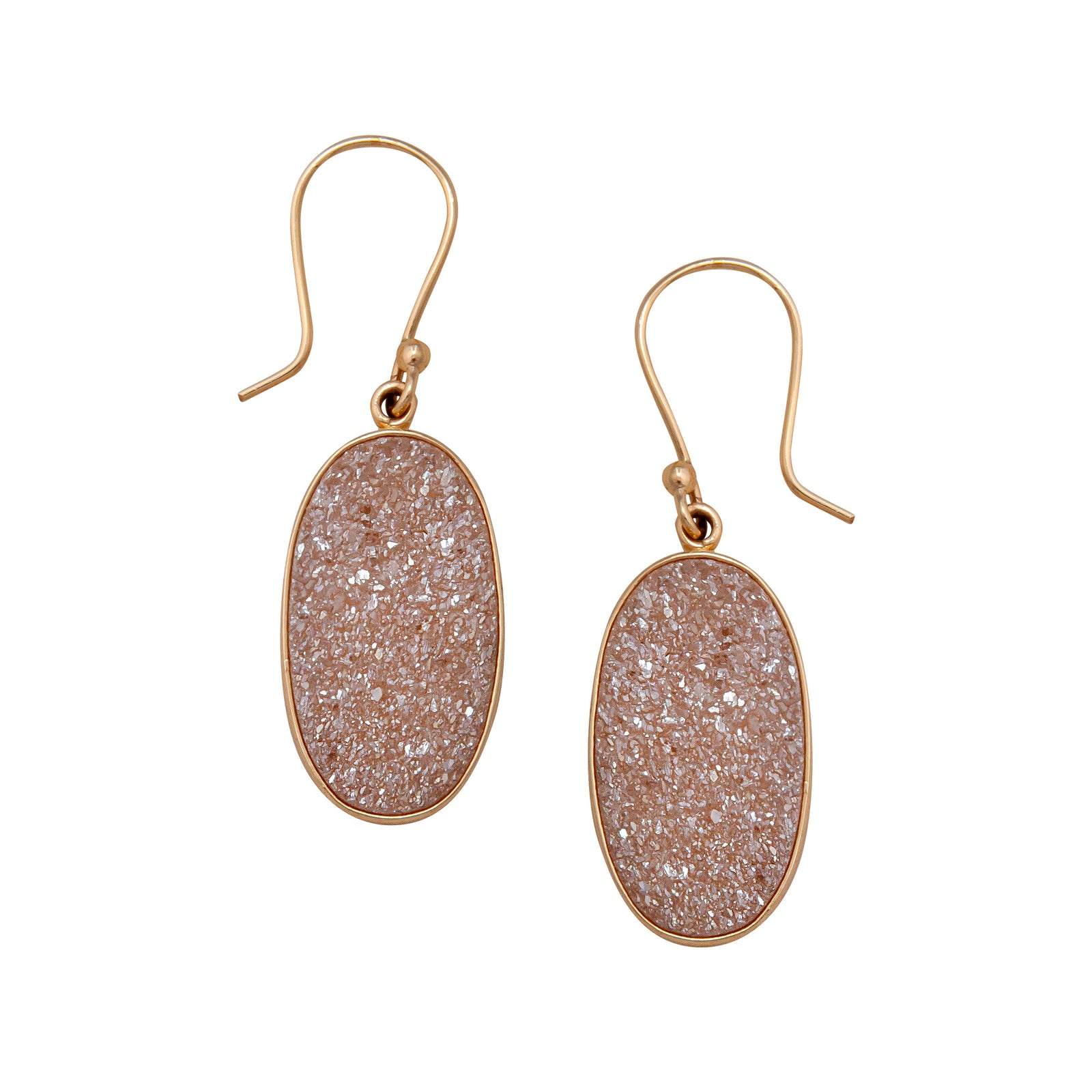 Alchemia Peach Druzy Oval Drop Earrings | Charles Albert Jewelry