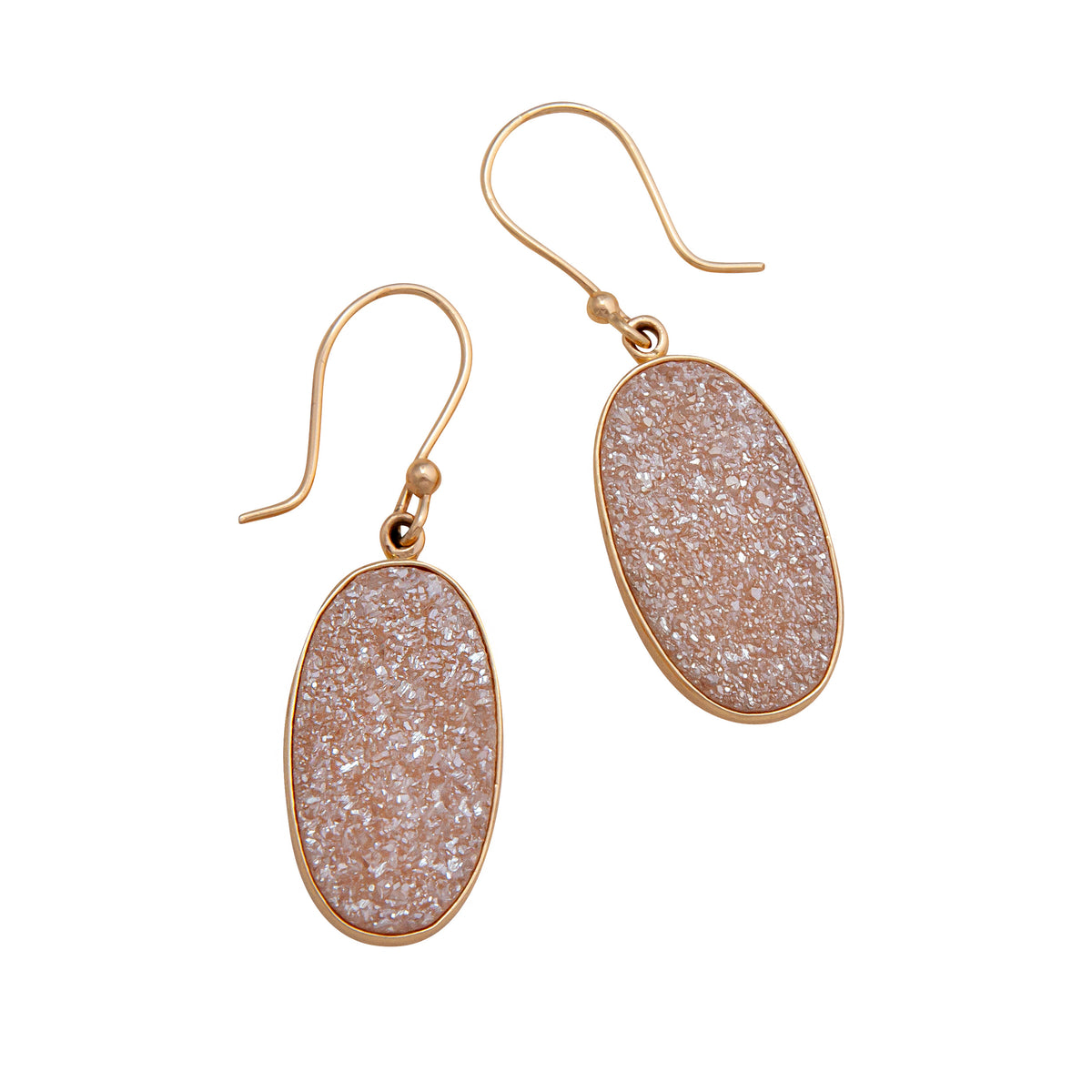 Alchemia Peach Druzy Oval Drop Earrings | Charles Albert Jewelry