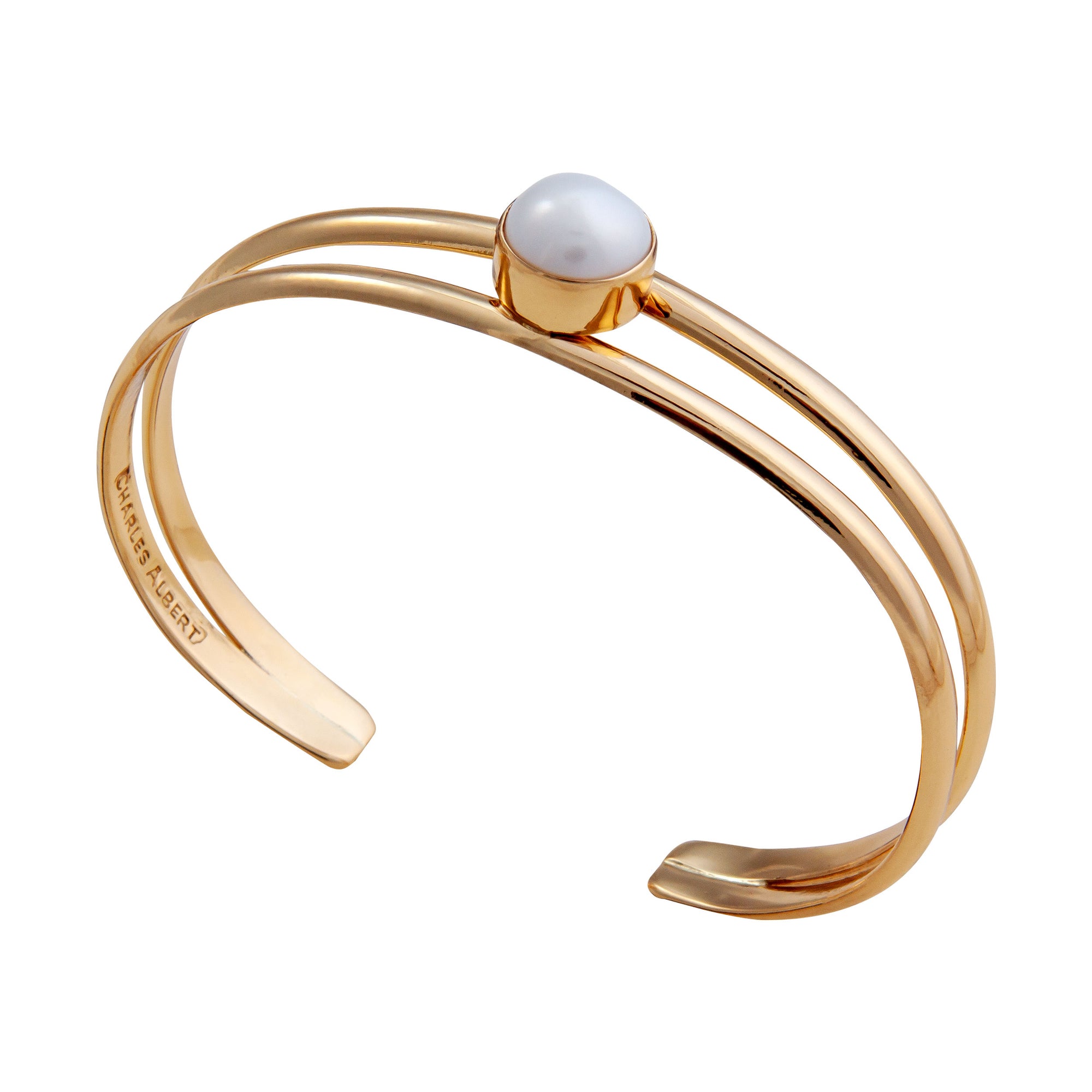 Alchemia Pearl Double Band Cuff | Charles Albert Jewelry