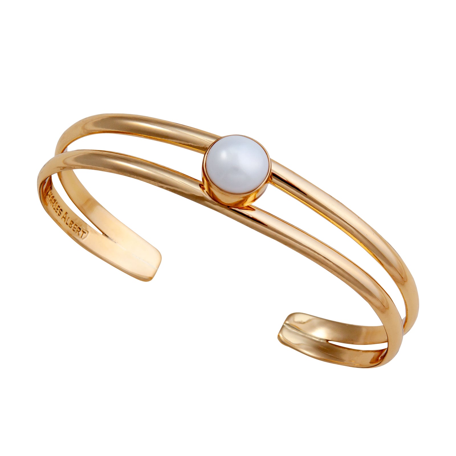 Alchemia Pearl Double Band Cuff | Charles Albert Jewelry