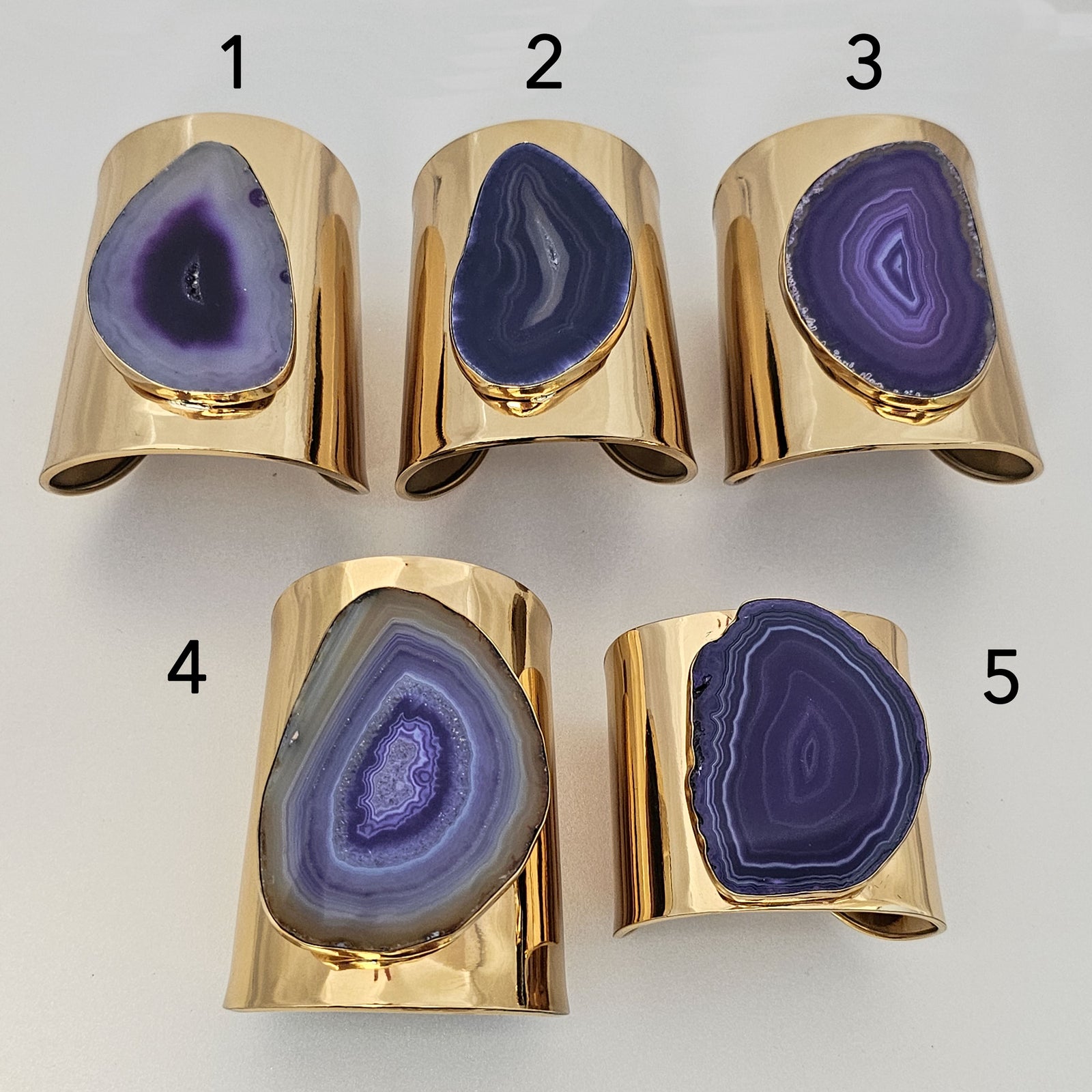 Alchemia Purple Agate Slice Solid Cuff - Styles 1 to 5 | Charles Albert Jewelry