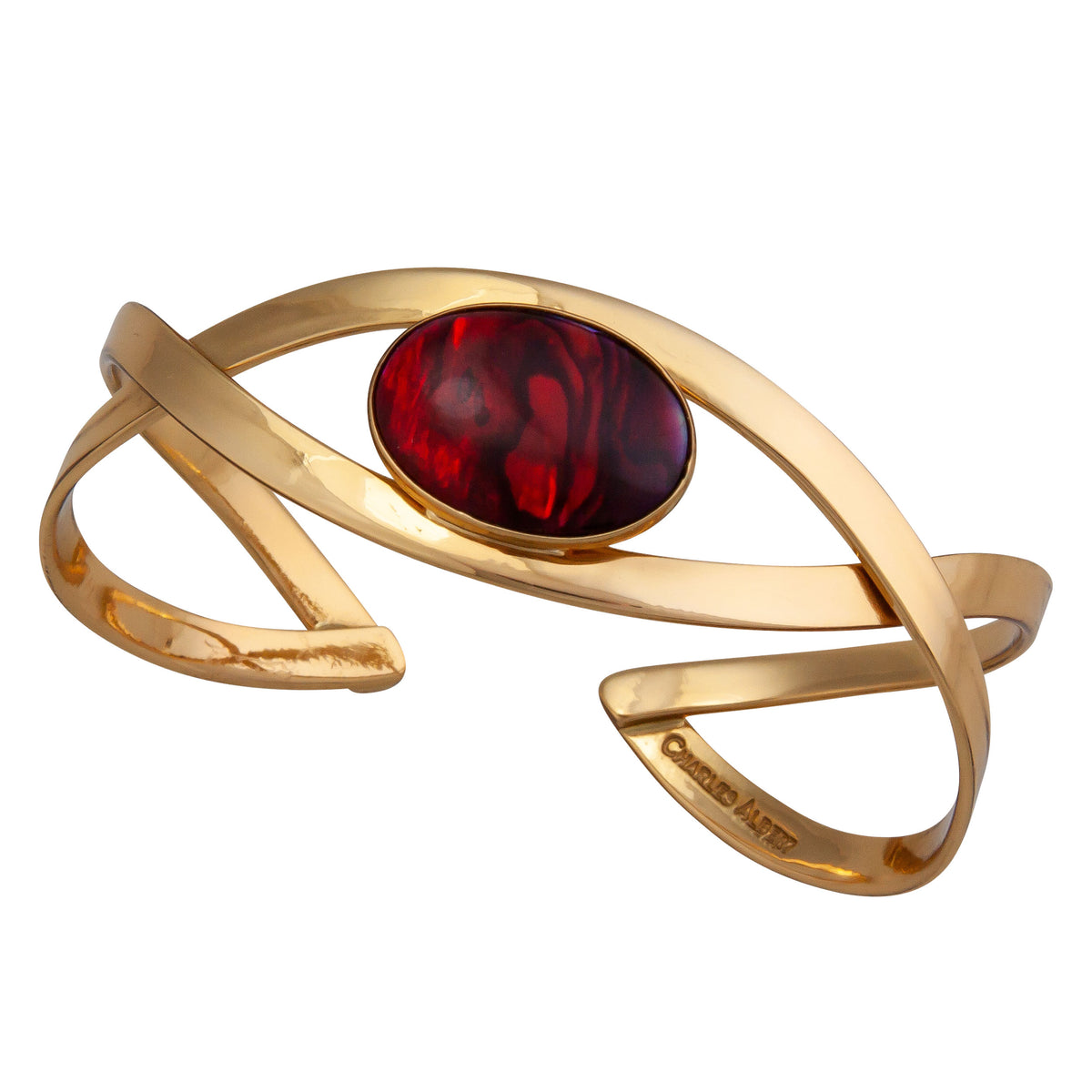 Alchemia Red Abalone Infinity Cuff Bracelet - Front View | Charles Albert Jewelry