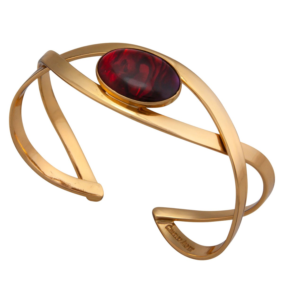 Alchemia Red Abalone Infinity Cuff Bracelet - Side View | Charles Albert Jewelry
