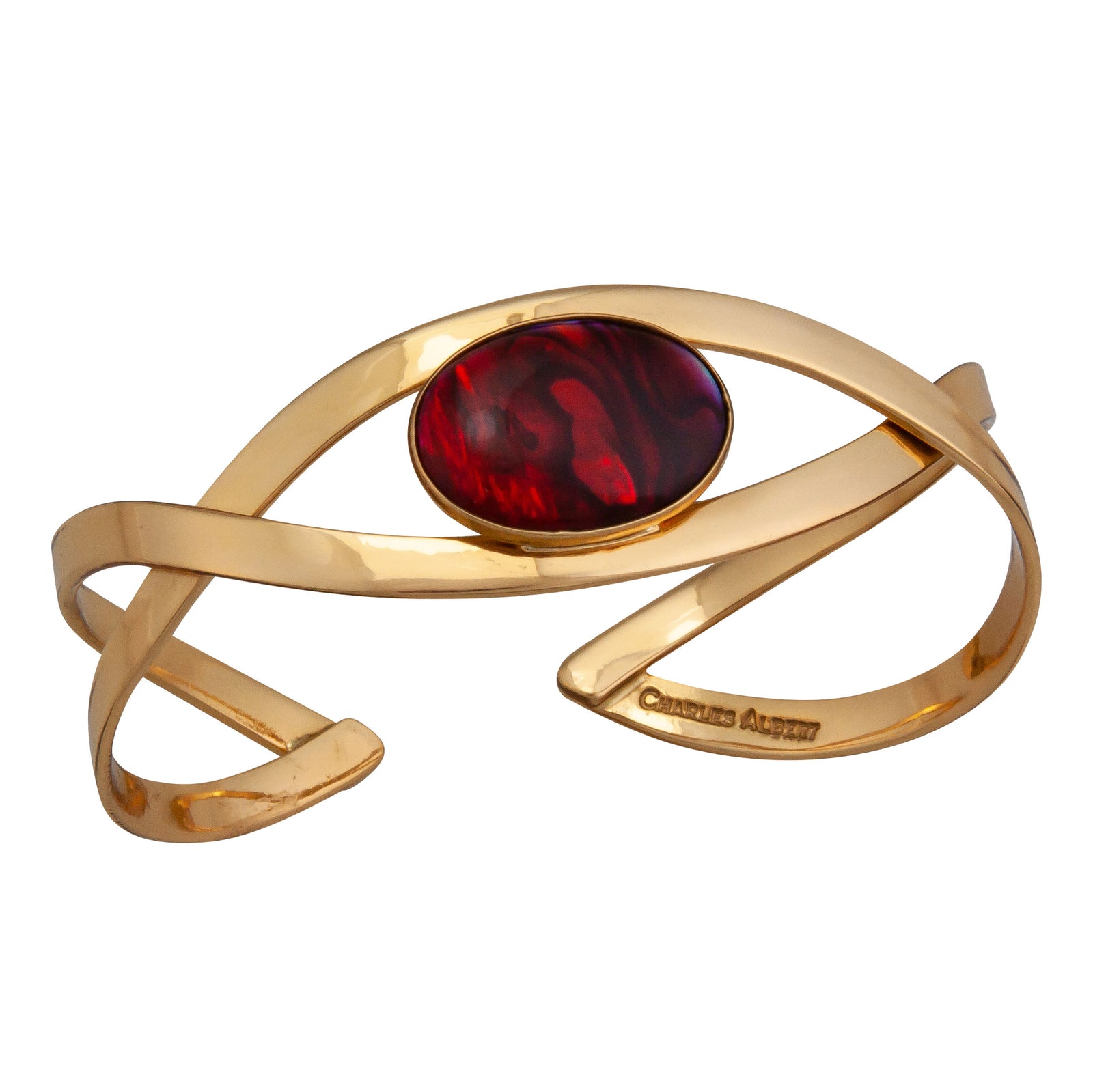 Alchemia Red Abalone Infinity Cuff Bracelet - Front View | Charles Albert Jewelry