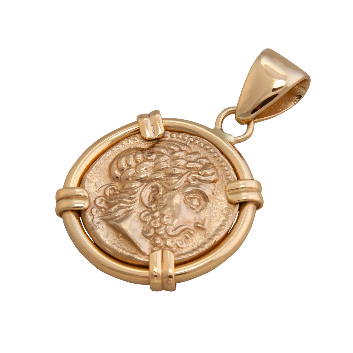 Alchemia Replica Greek Coin Prong Set Reversible Pendant | Charles Albert Jewelry