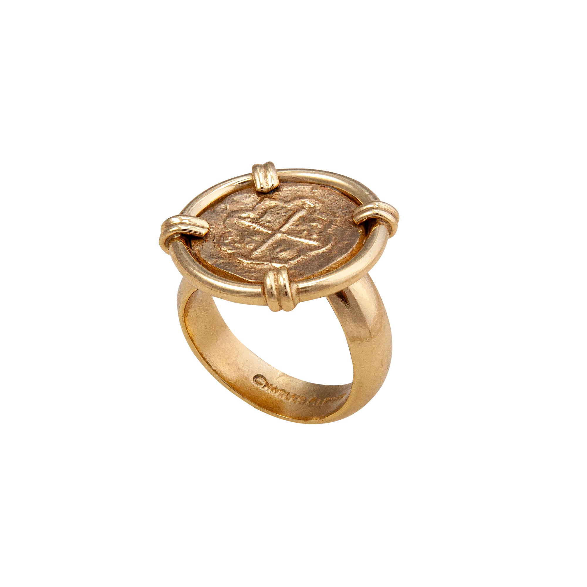 Alchemia Replica Spanish Coin Prong Set Adjustable Ring | Charles Albert Jewelry