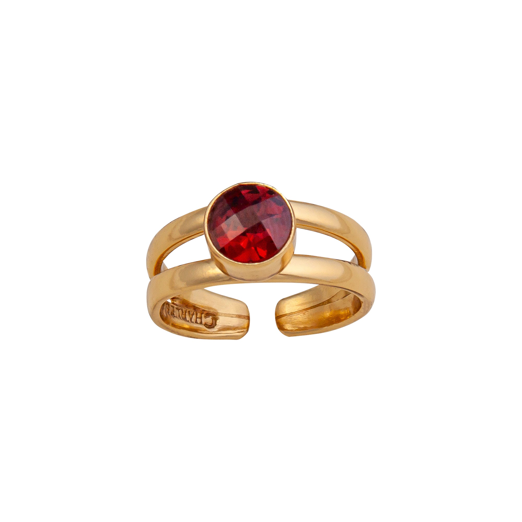 Alchemia Round Garnet Cuff Ring | Charles Albert Jewelry